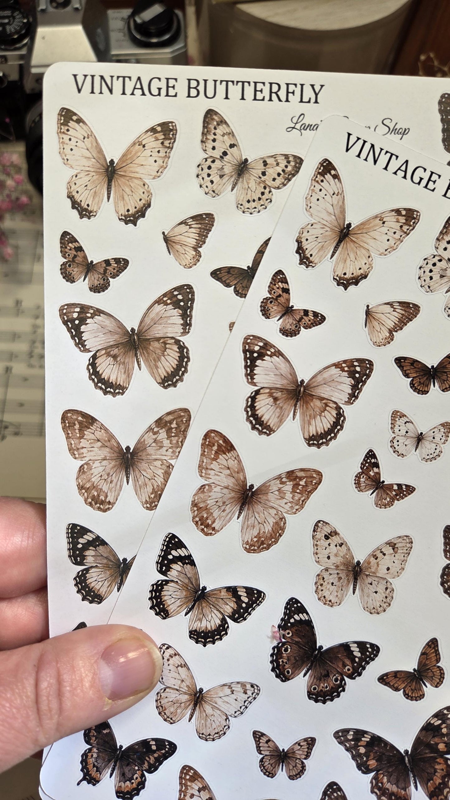 Vintage butterflies, Stickers Sheet, ~ A5, ST 128 | Scrapbooking & Journaling