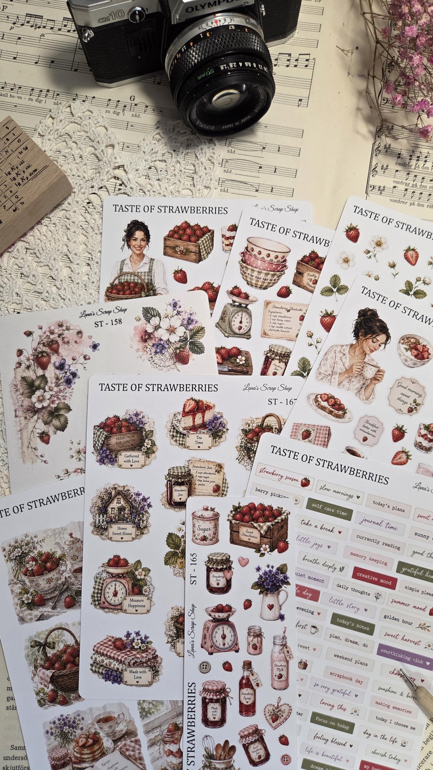 Taste of Strawberries, Stickers Sheets, A5 | Scrapbooking & Journaling