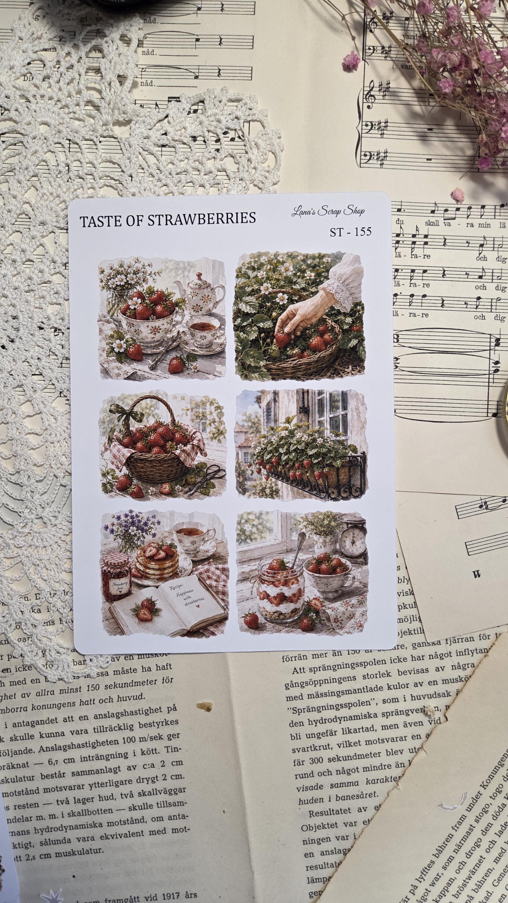 Taste of Strawberries, Stickers Sheets, A5 | Scrapbooking & Journaling