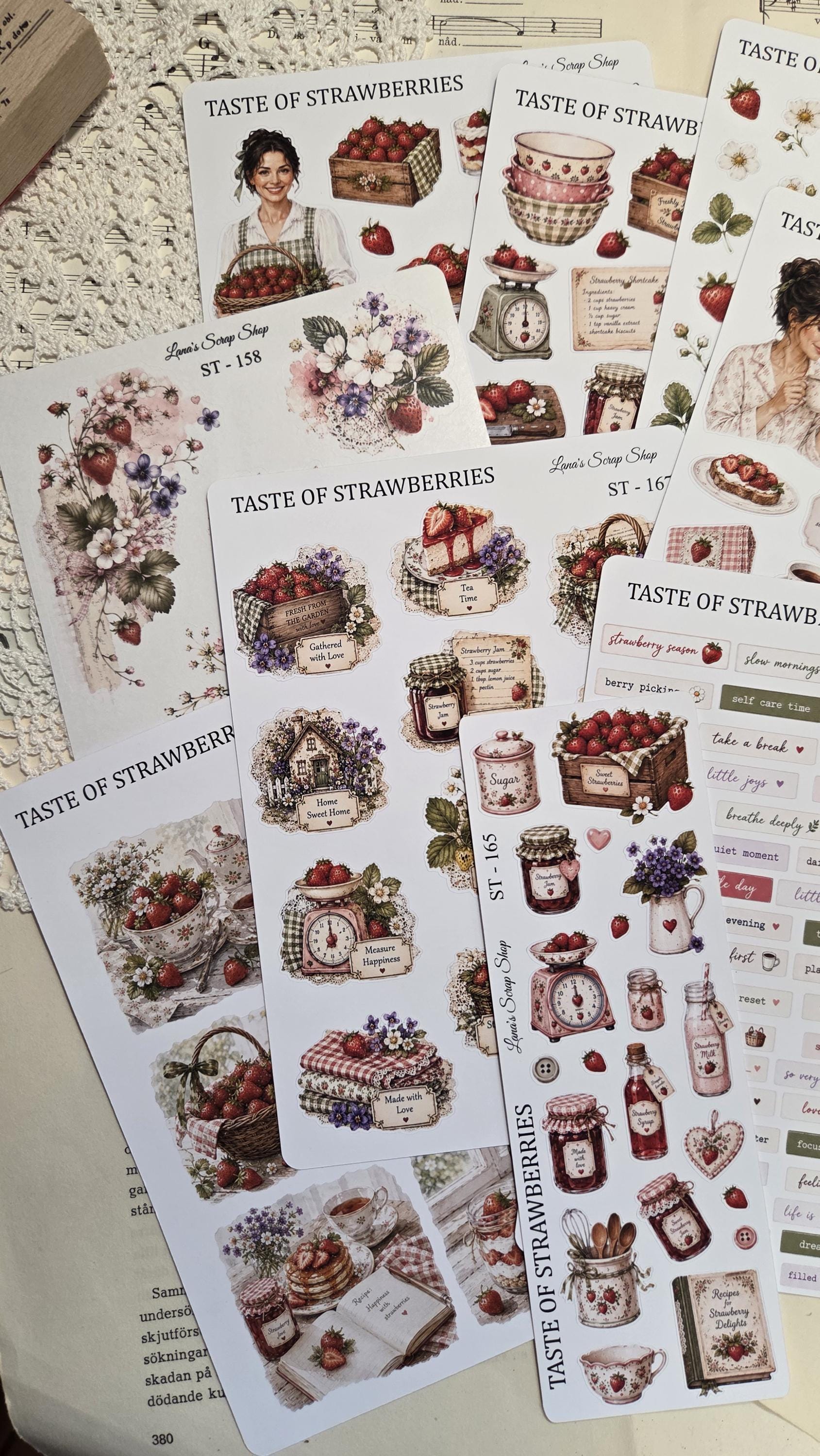 Taste of Strawberries, Stickers Sheets, A5 | Scrapbooking & Journaling