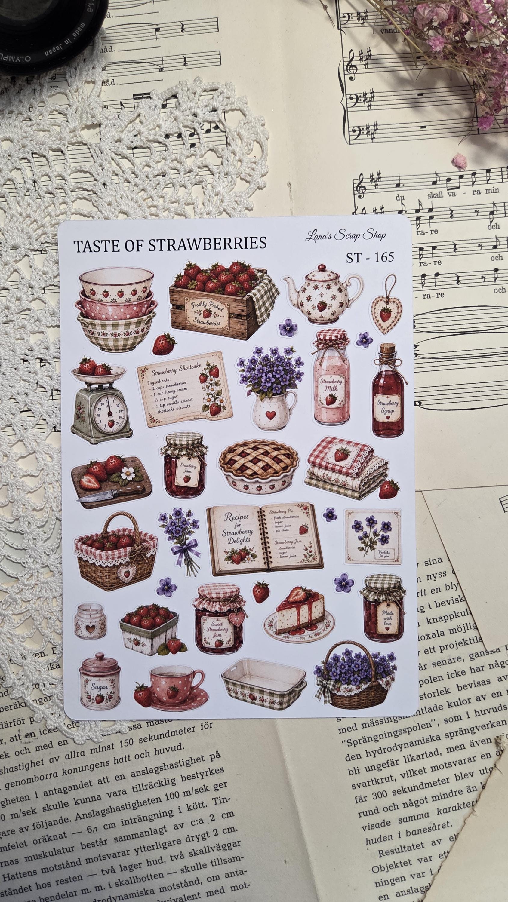 Taste of Strawberries, Stickers Sheets, A5 | Scrapbooking & Journaling