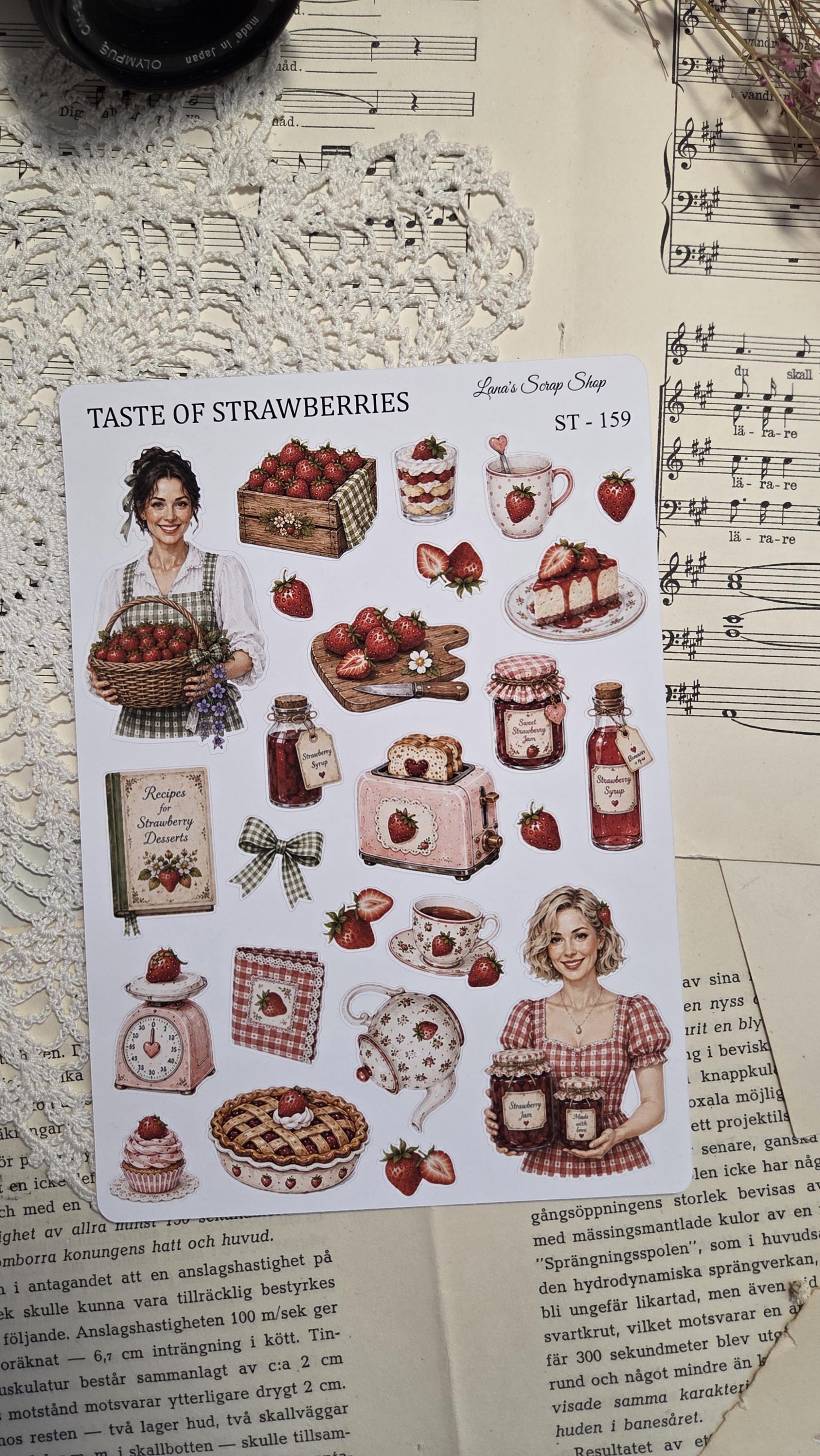 Taste of Strawberries, Stickers Sheets, A5 | Scrapbooking & Journaling