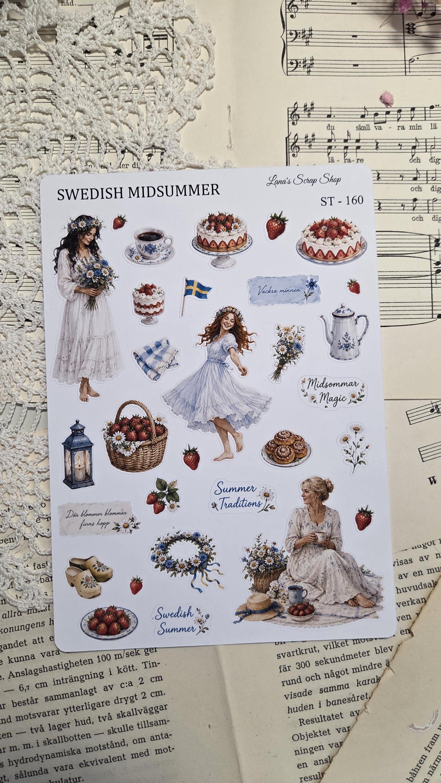 Swedish Midsummer, Stickers Sheet, ~ A5 | Scrapbooking & Journaling