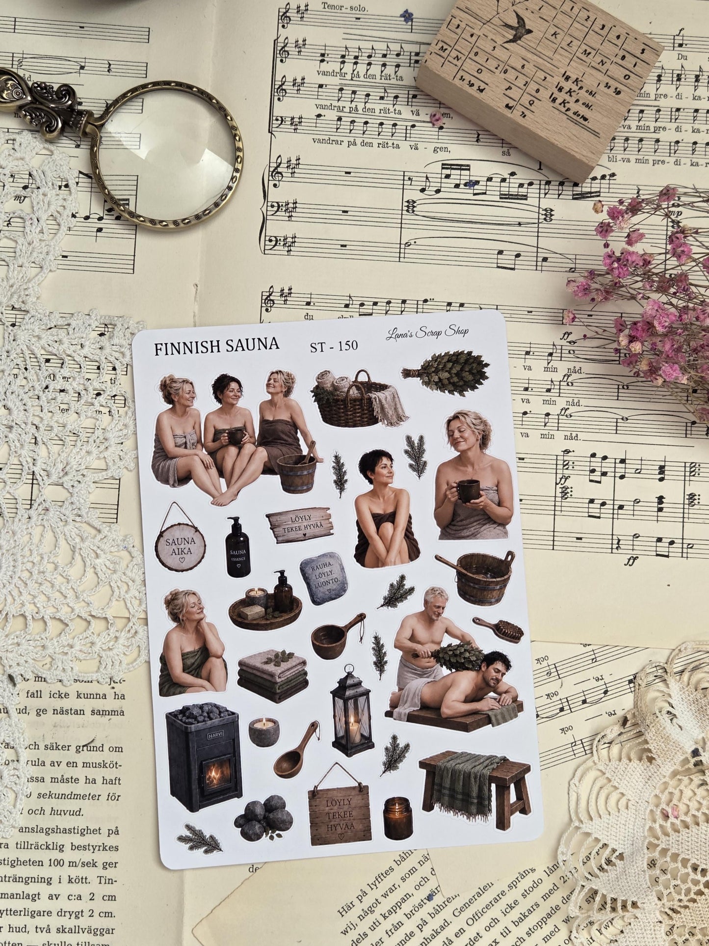 Finnish Sauna, Stickers Sheet, ~ A5 | Scrapbooking & Journaling