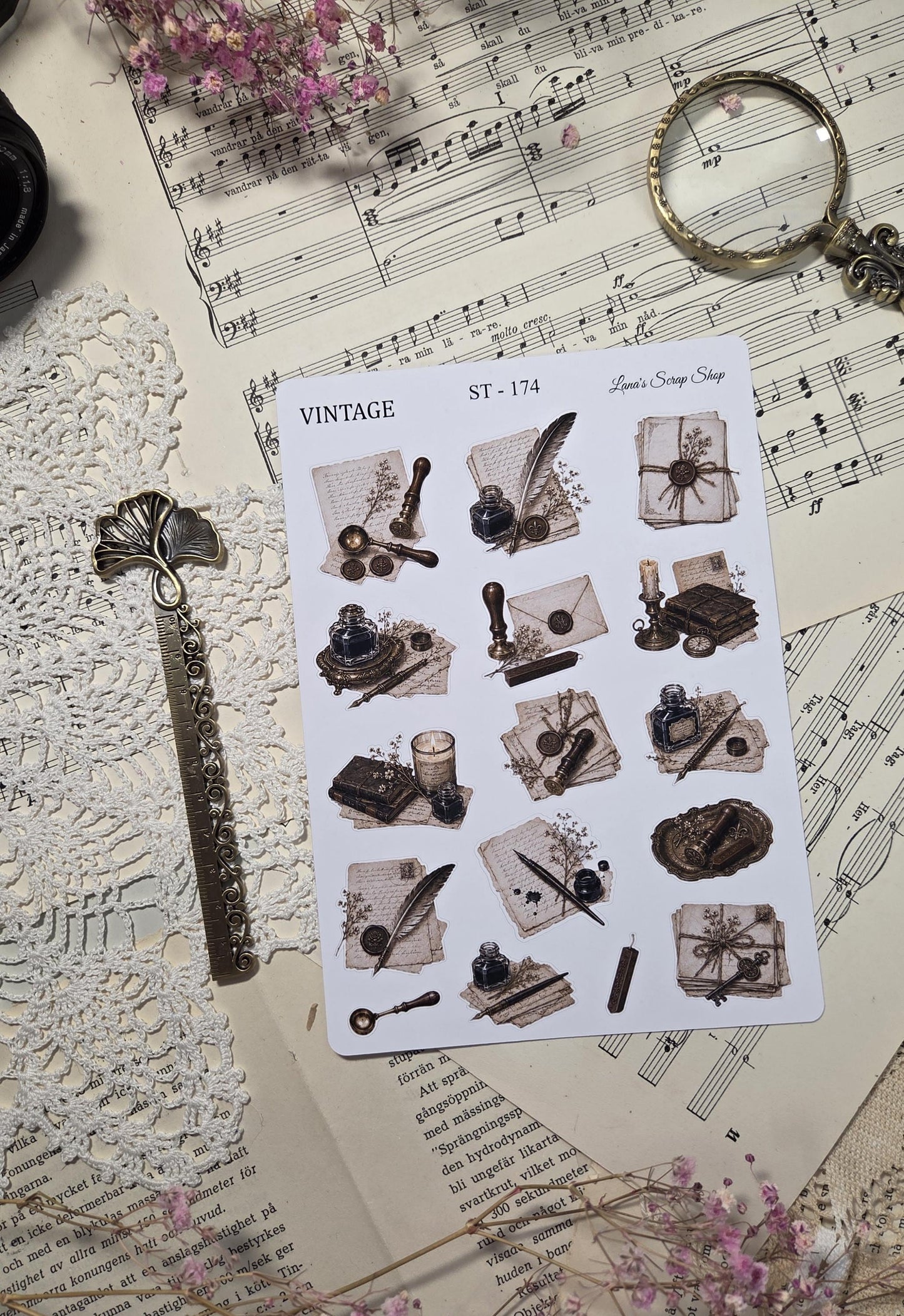 Vintage Stationery, Sticker Sheets, A6-A5 | Scrapbooking & Journaling