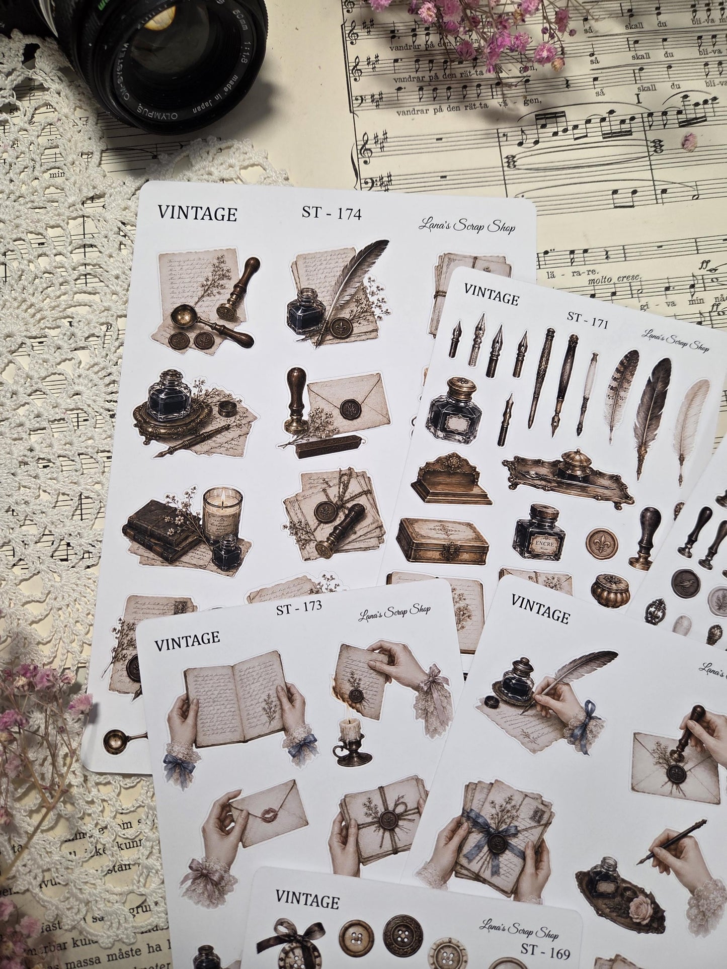 Vintage Stationery, Sticker Sheets, A6-A5 | Scrapbooking & Journaling