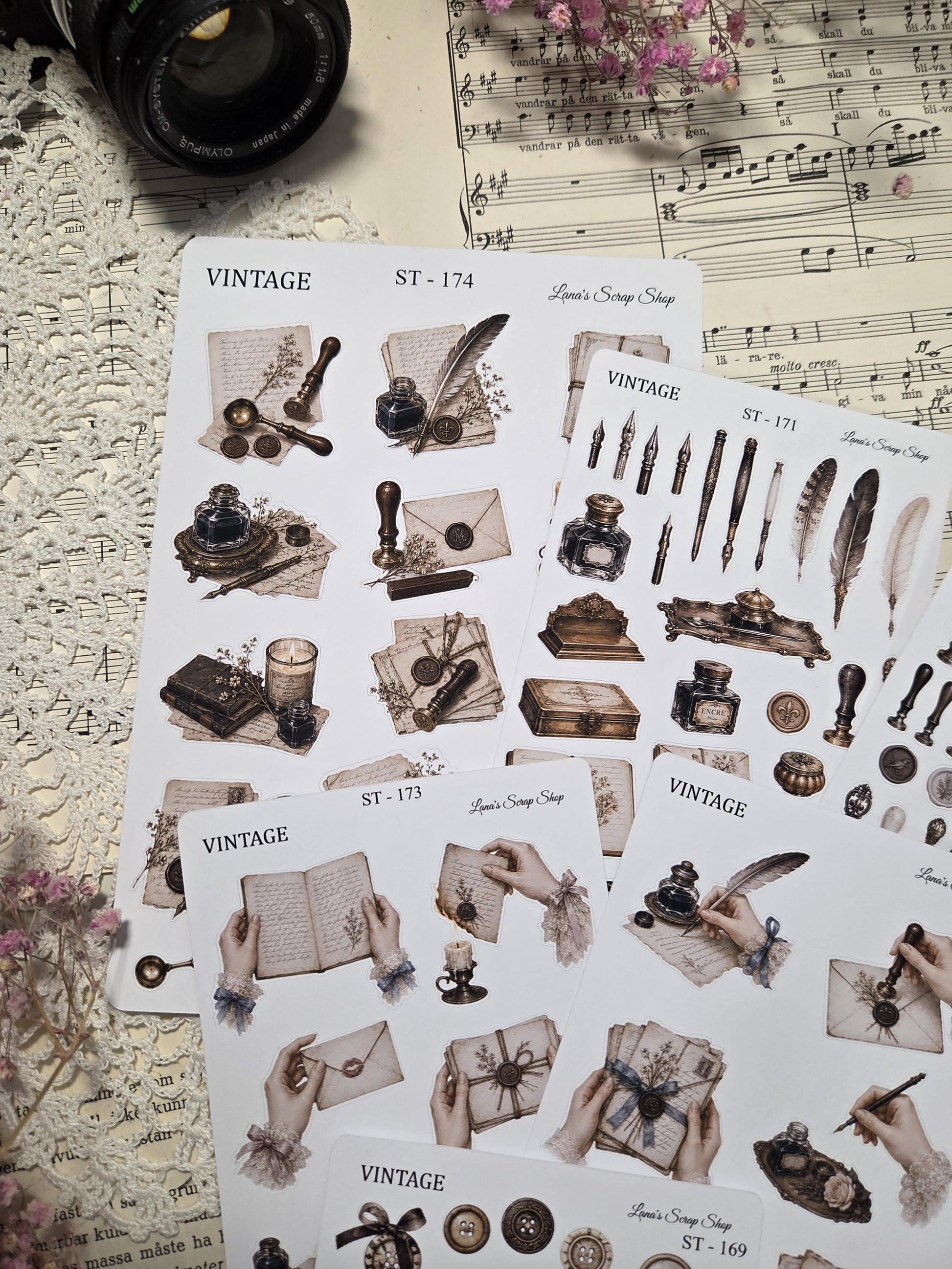 Vintage Stationery, Sticker Sheets, A6-A5 | Scrapbooking & Journaling