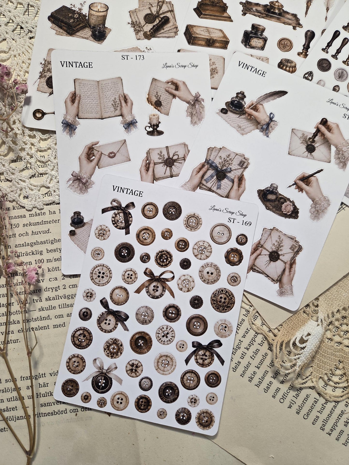 Vintage Stationery, Sticker Sheets, A6-A5 | Scrapbooking & Journaling