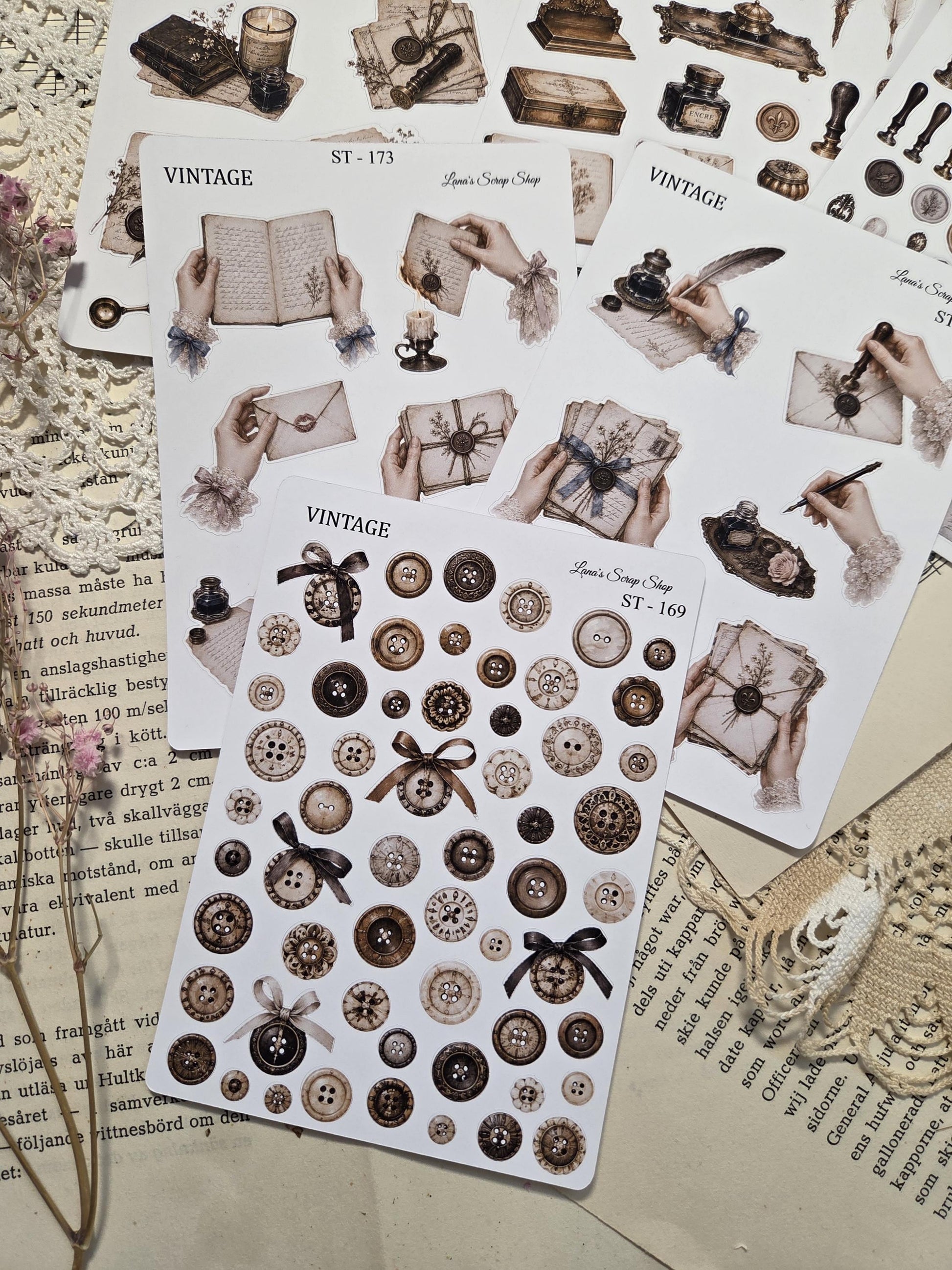 Vintage Stationery, Sticker Sheets, A6-A5 | Scrapbooking & Journaling