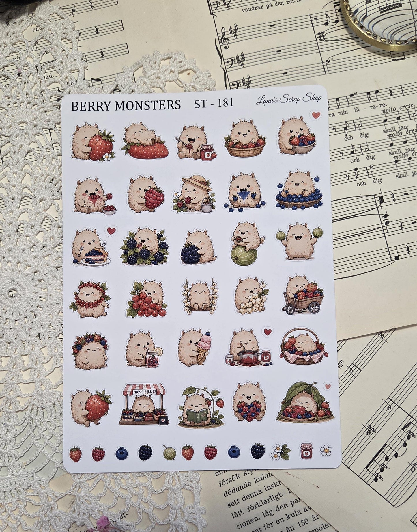 Berry Monsters, ~ A5, Stickers Sheet | Scrapbooking & Journaling