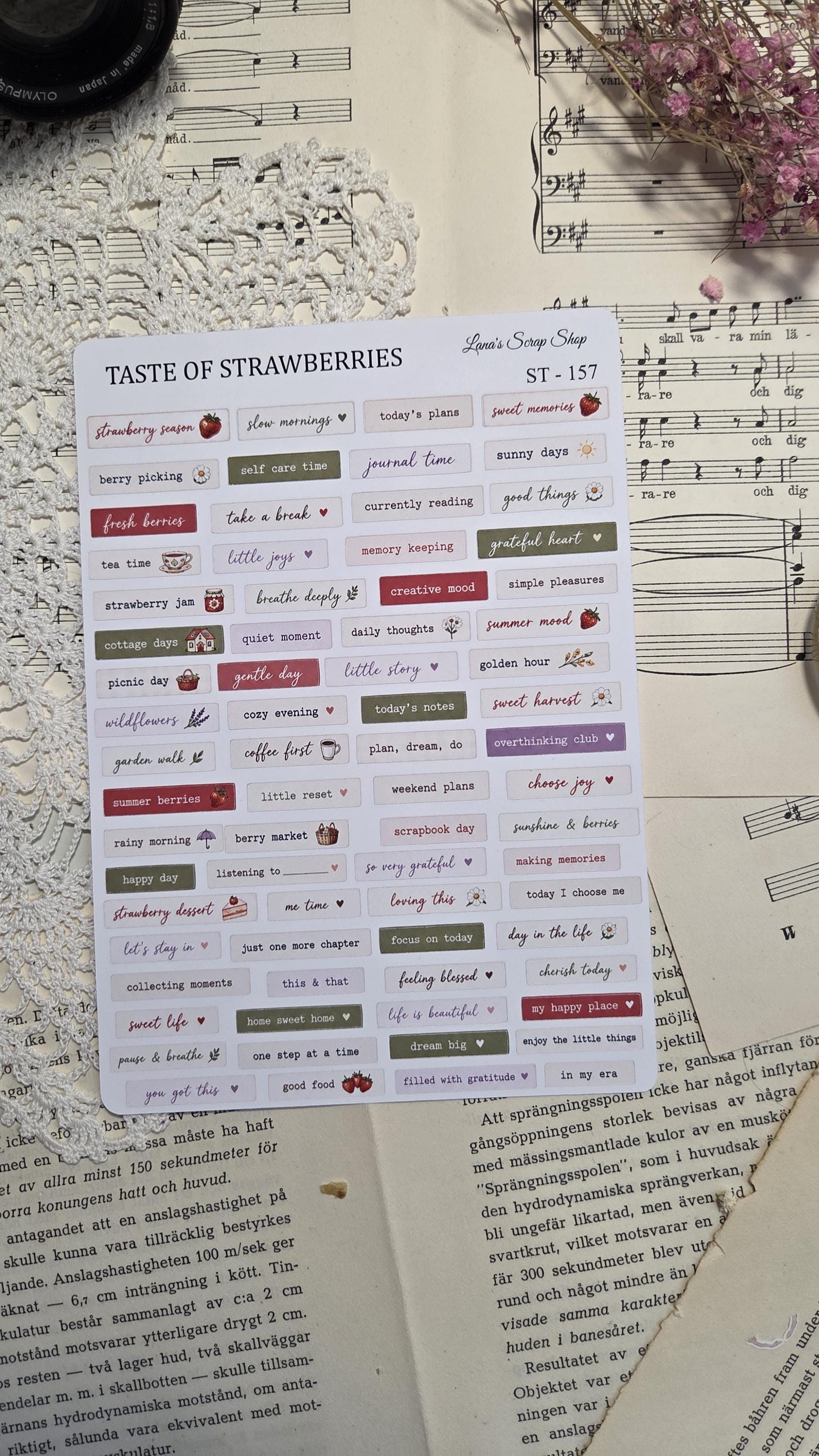 Taste of Strawberries, Stickers Sheets, A5 | Scrapbooking & Journaling