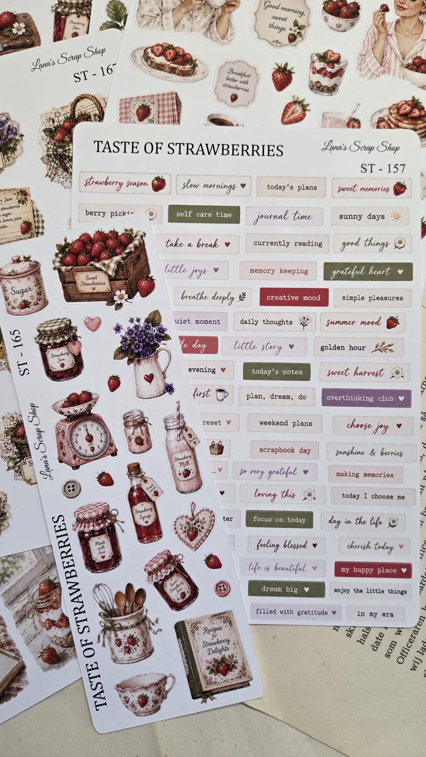 Taste of Strawberries, Stickers Sheets, A5 | Scrapbooking & Journaling