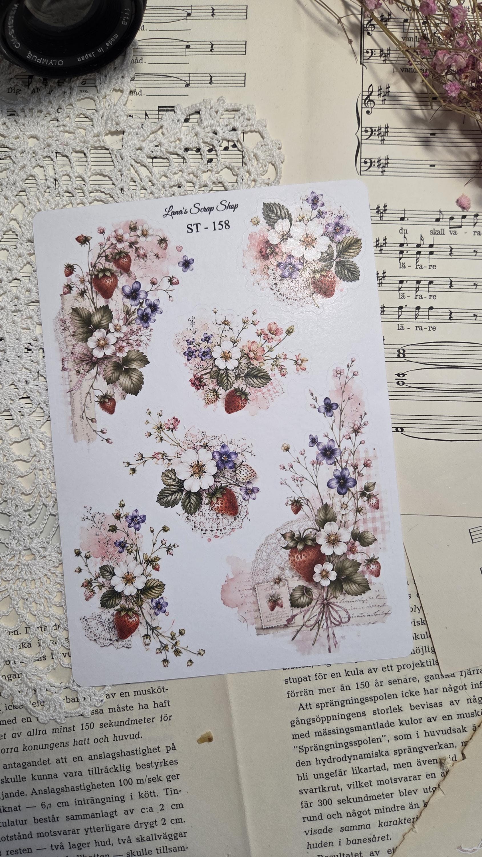 Taste of Strawberries, Stickers Sheets, A5 | Scrapbooking & Journaling