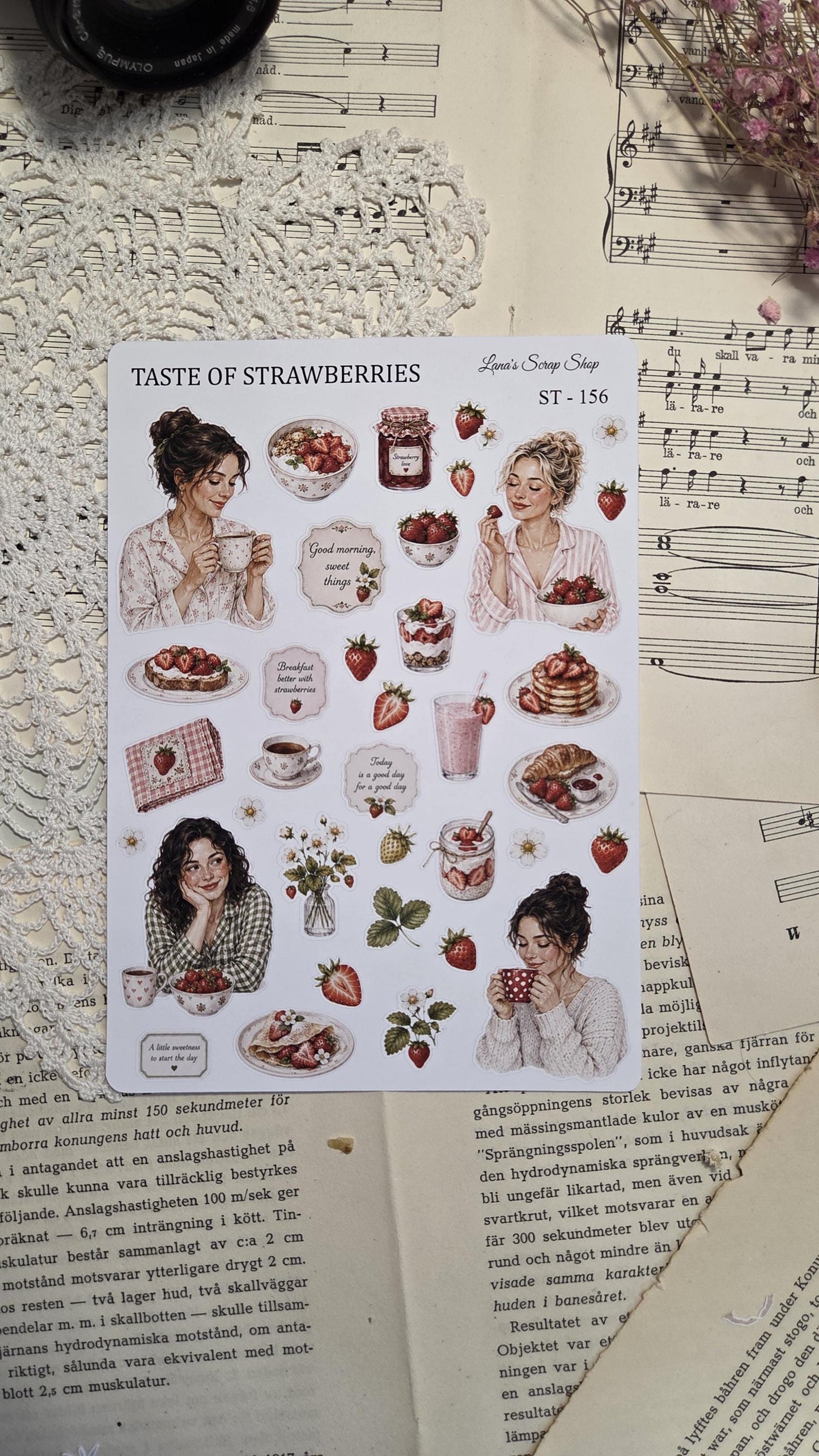 Taste of Strawberries, Stickers Sheets, A5 | Scrapbooking & Journaling