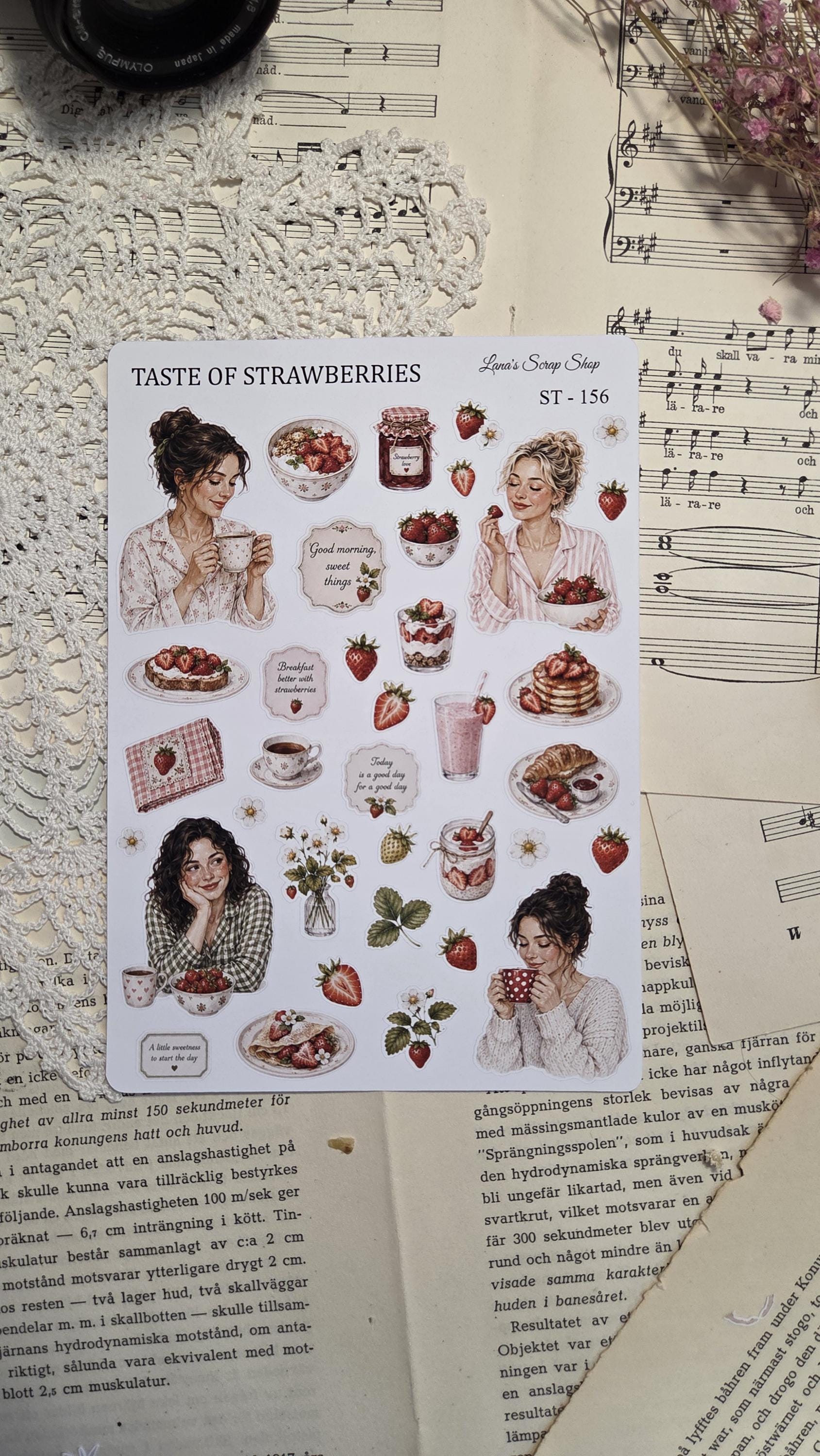 Taste of Strawberries, Stickers Sheets, A5 | Scrapbooking & Journaling