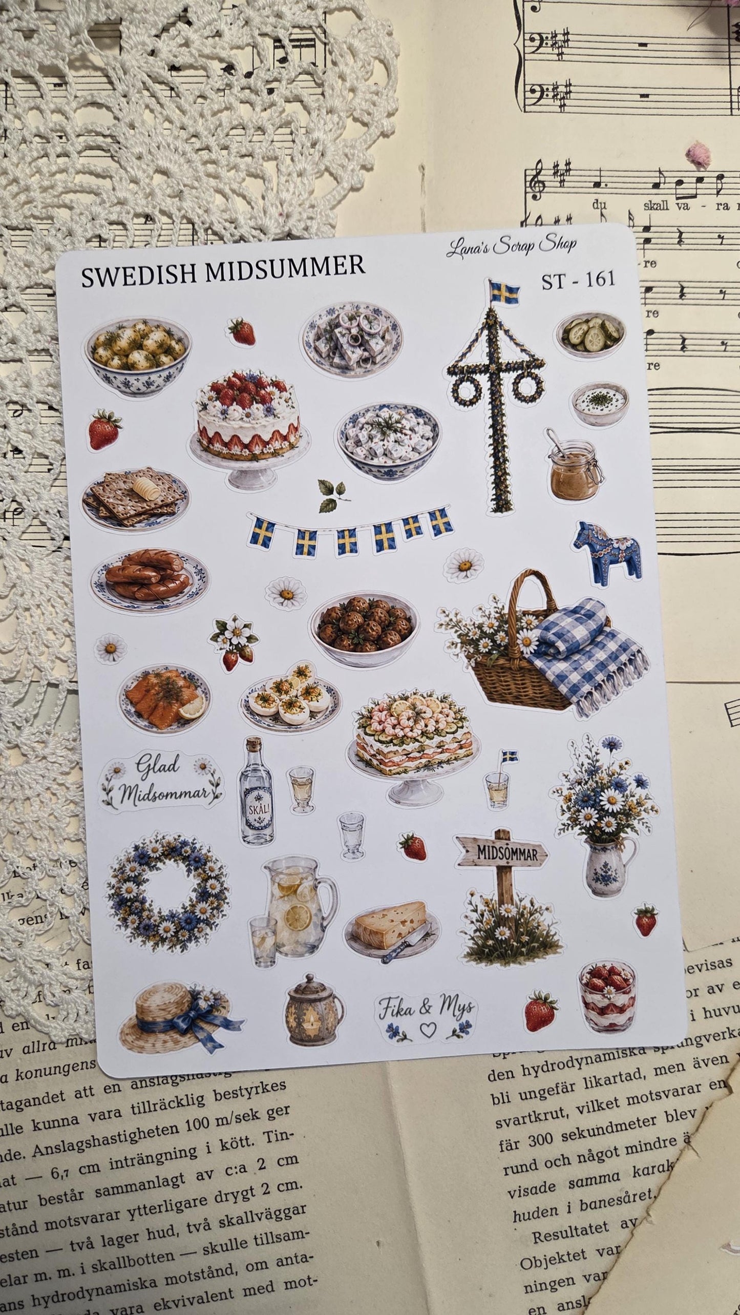 Swedish Midsummer, Stickers Sheet, ~ A5 | Scrapbooking & Journaling
