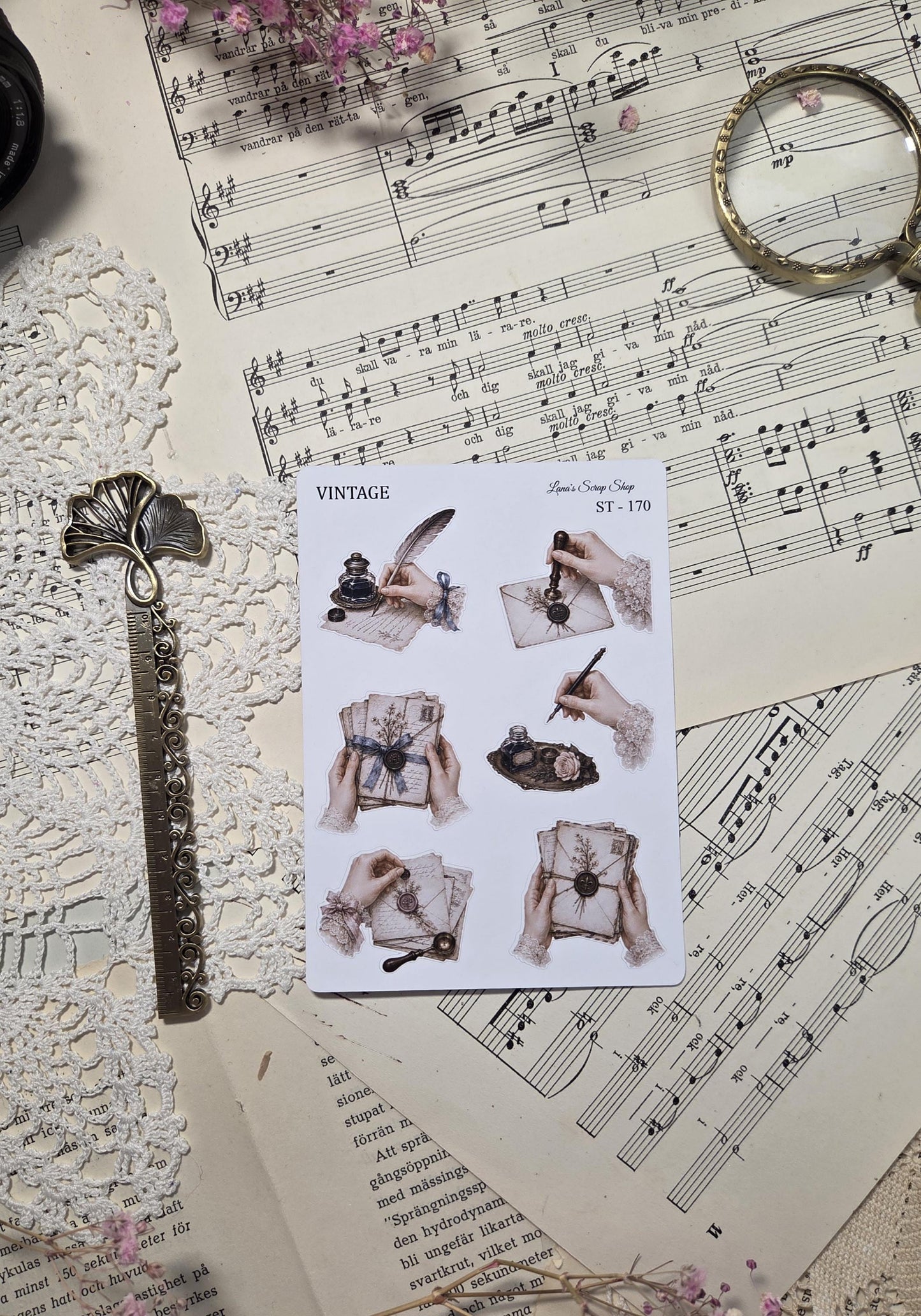 Vintage Stationery, Sticker Sheets, A6-A5 | Scrapbooking & Journaling