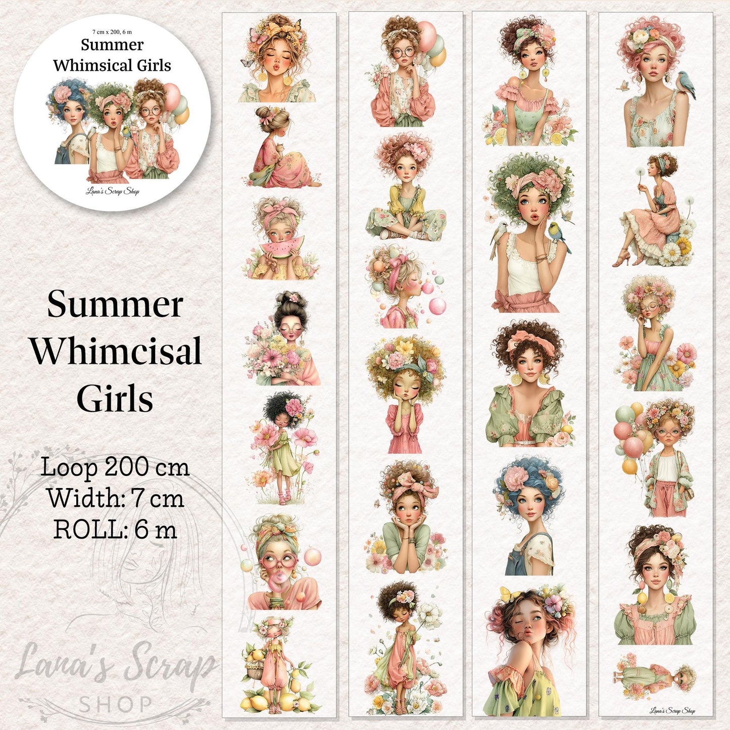 Summer Whimsical Girls - PET Tape | Scrapbooking & Journaling