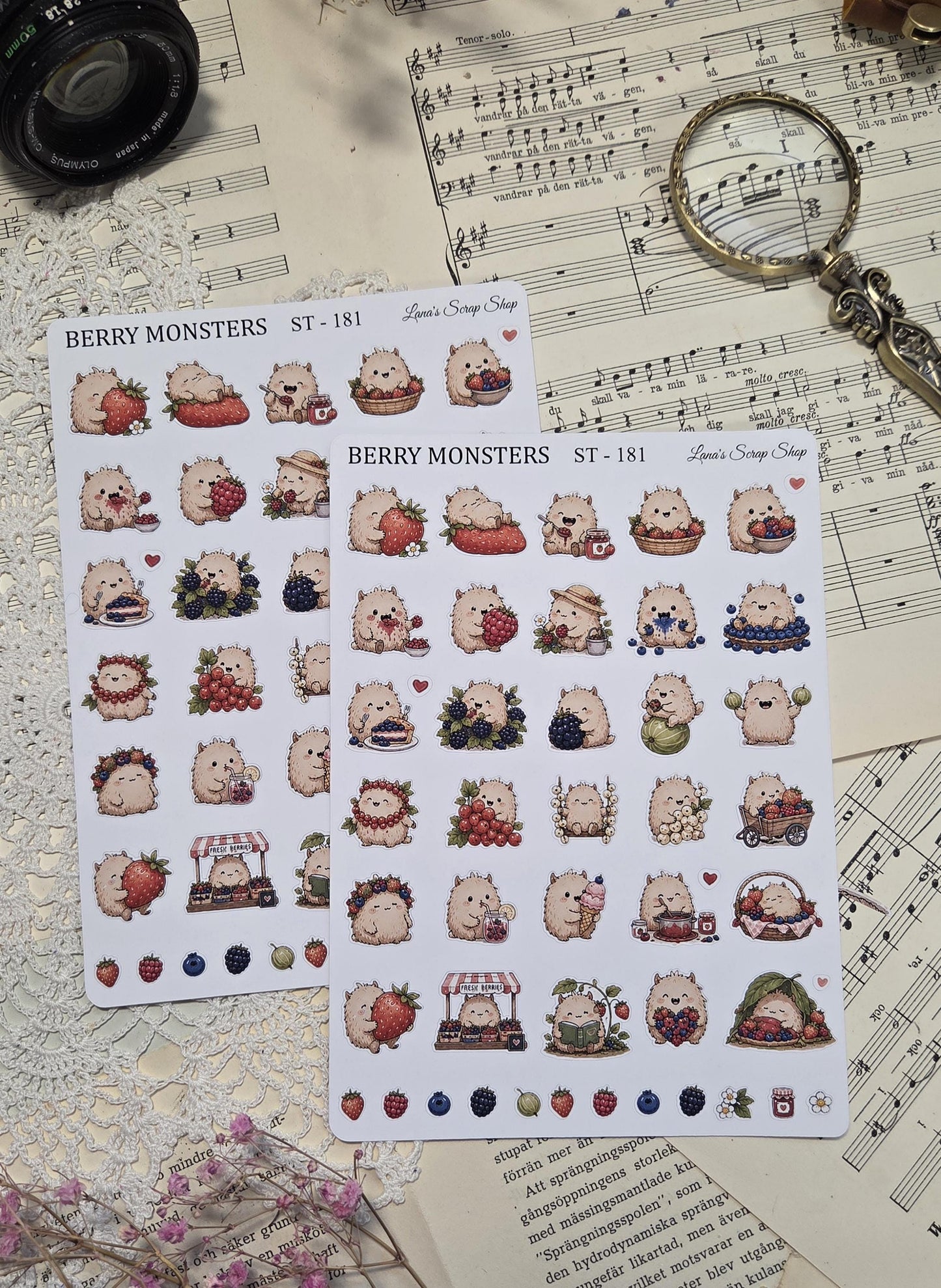Berry Monsters, ~ A5, Stickers Sheet | Scrapbooking & Journaling