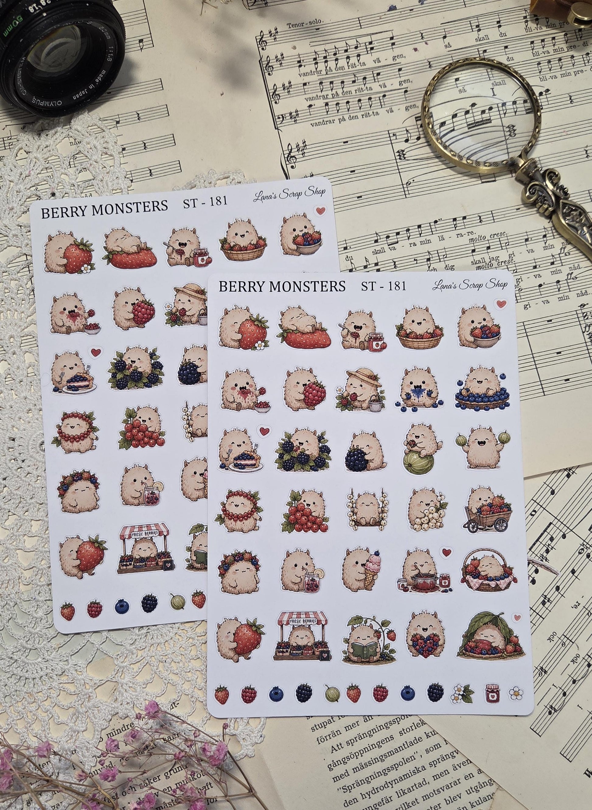 Berry Monsters, ~ A5, Stickers Sheet | Scrapbooking & Journaling