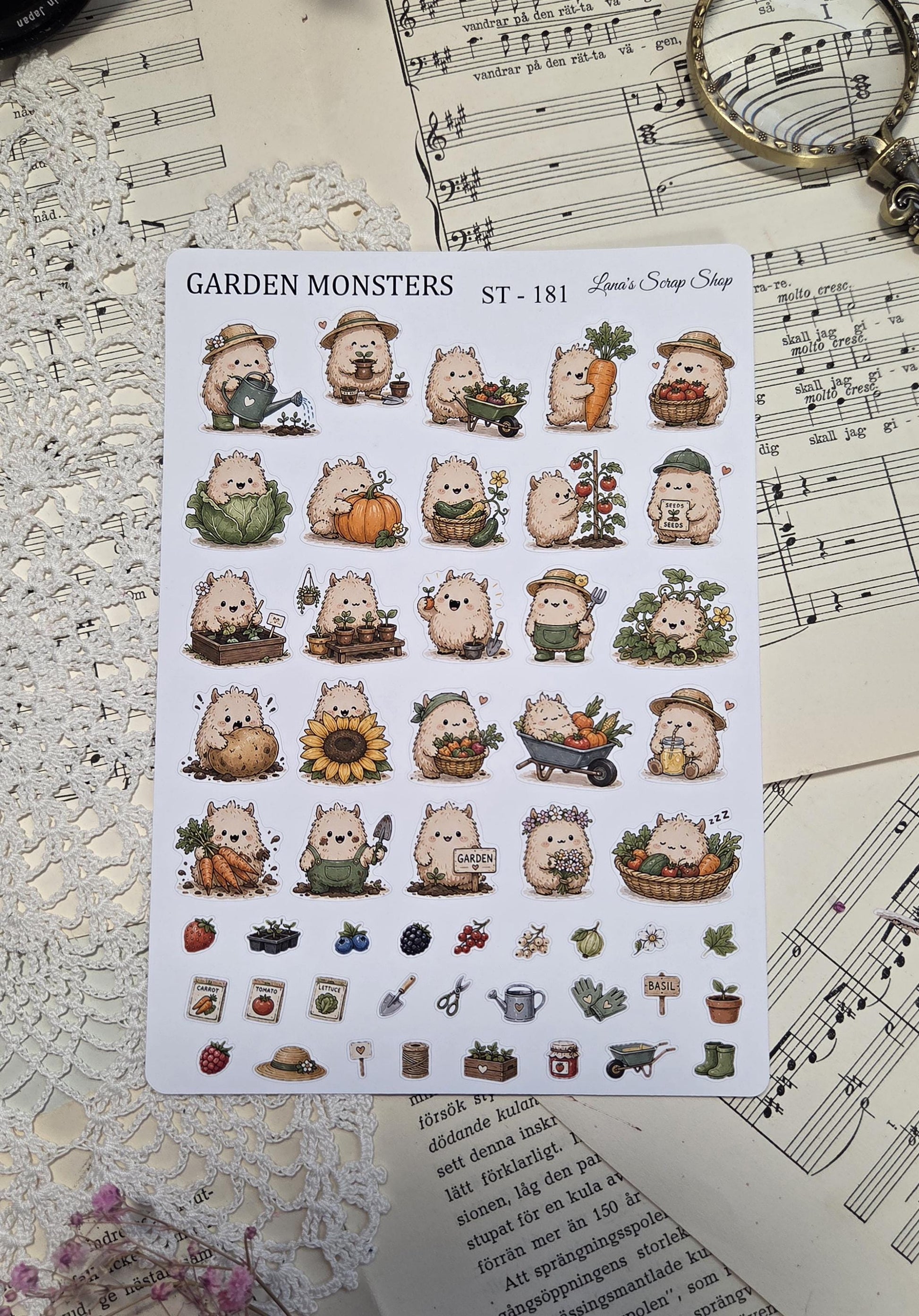 Garden Monsters, ~ A5, Stickers Sheet | Scrapbooking & Journaling
