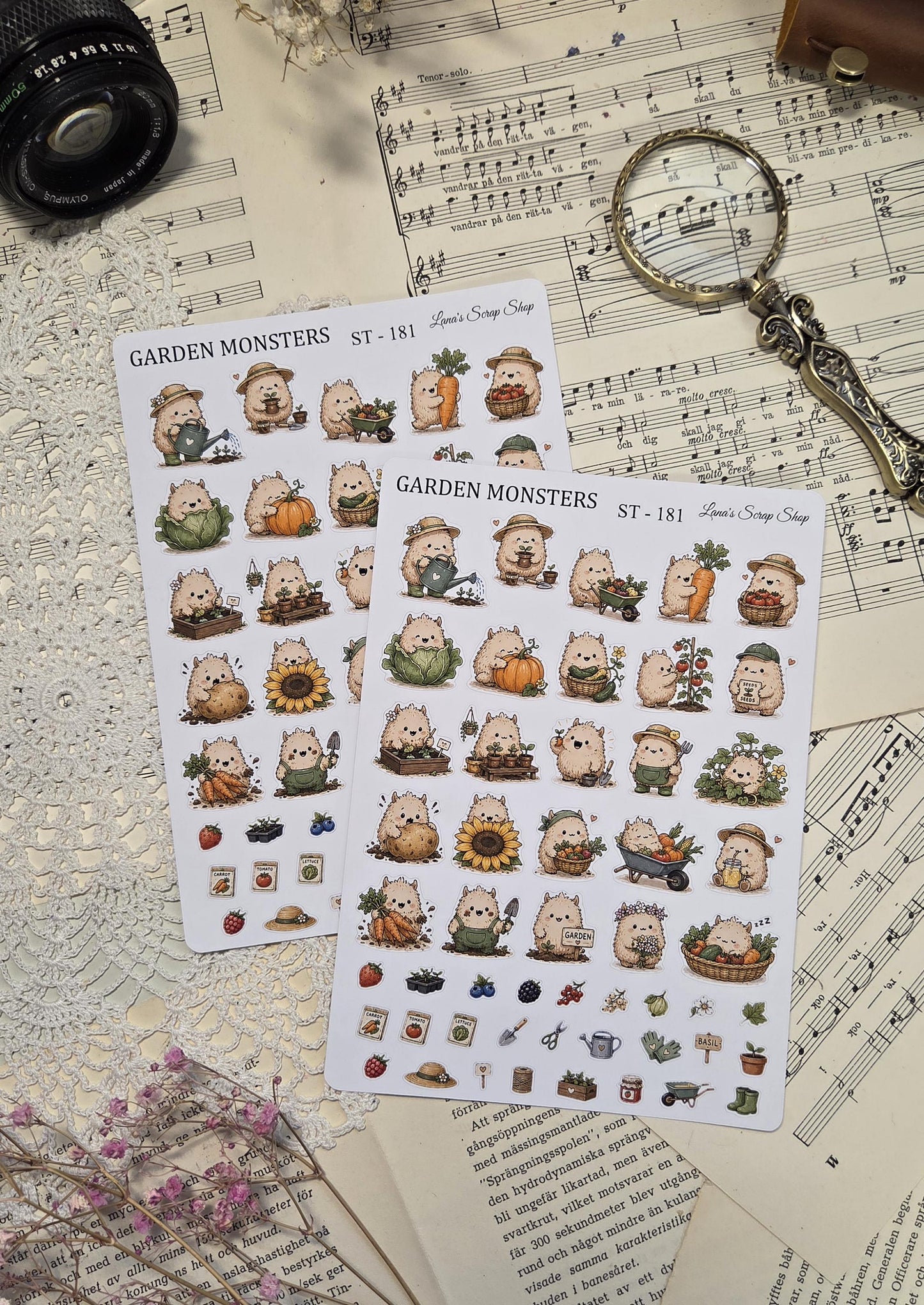 Garden Monsters, ~ A5, Stickers Sheet | Scrapbooking & Journaling
