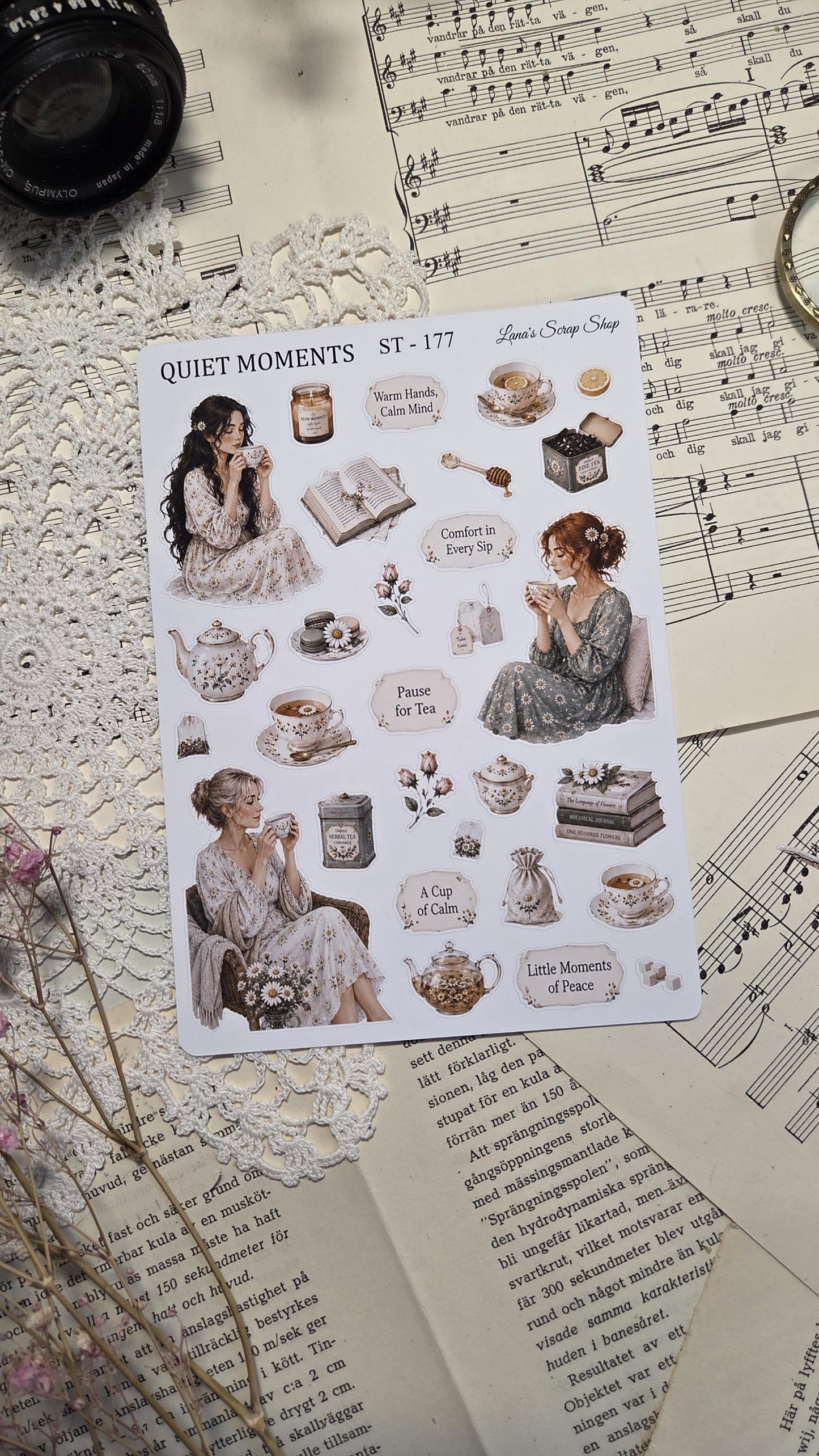 Quiet Moments, ~ A5, Stickers Sheet | Scrapbooking & Journaling
