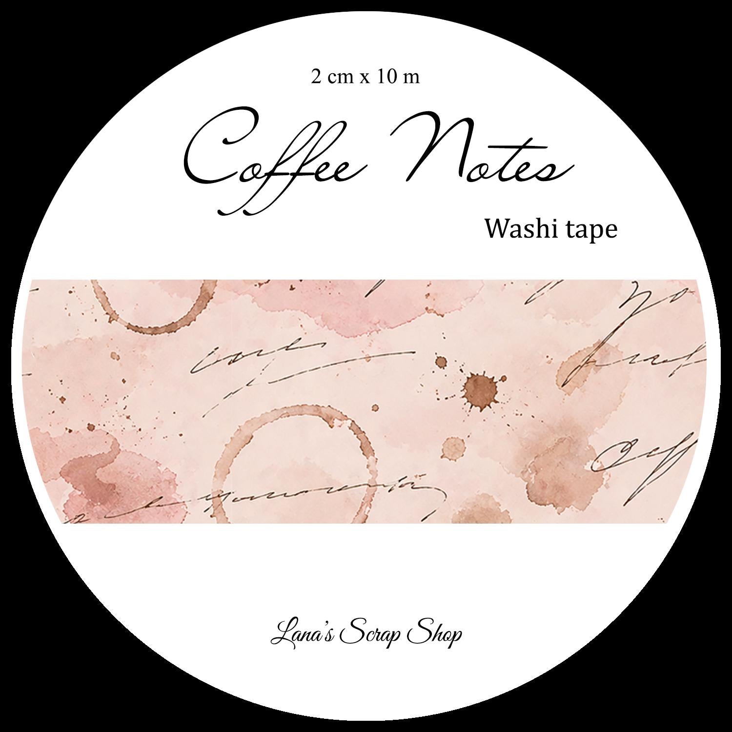 Coffee Notes, 2 cm wide - WASHI Tape | Scrapbooking & Journaling
