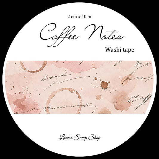 Coffee Notes, 2 cm wide - WASHI Tape | Scrapbooking & Journaling