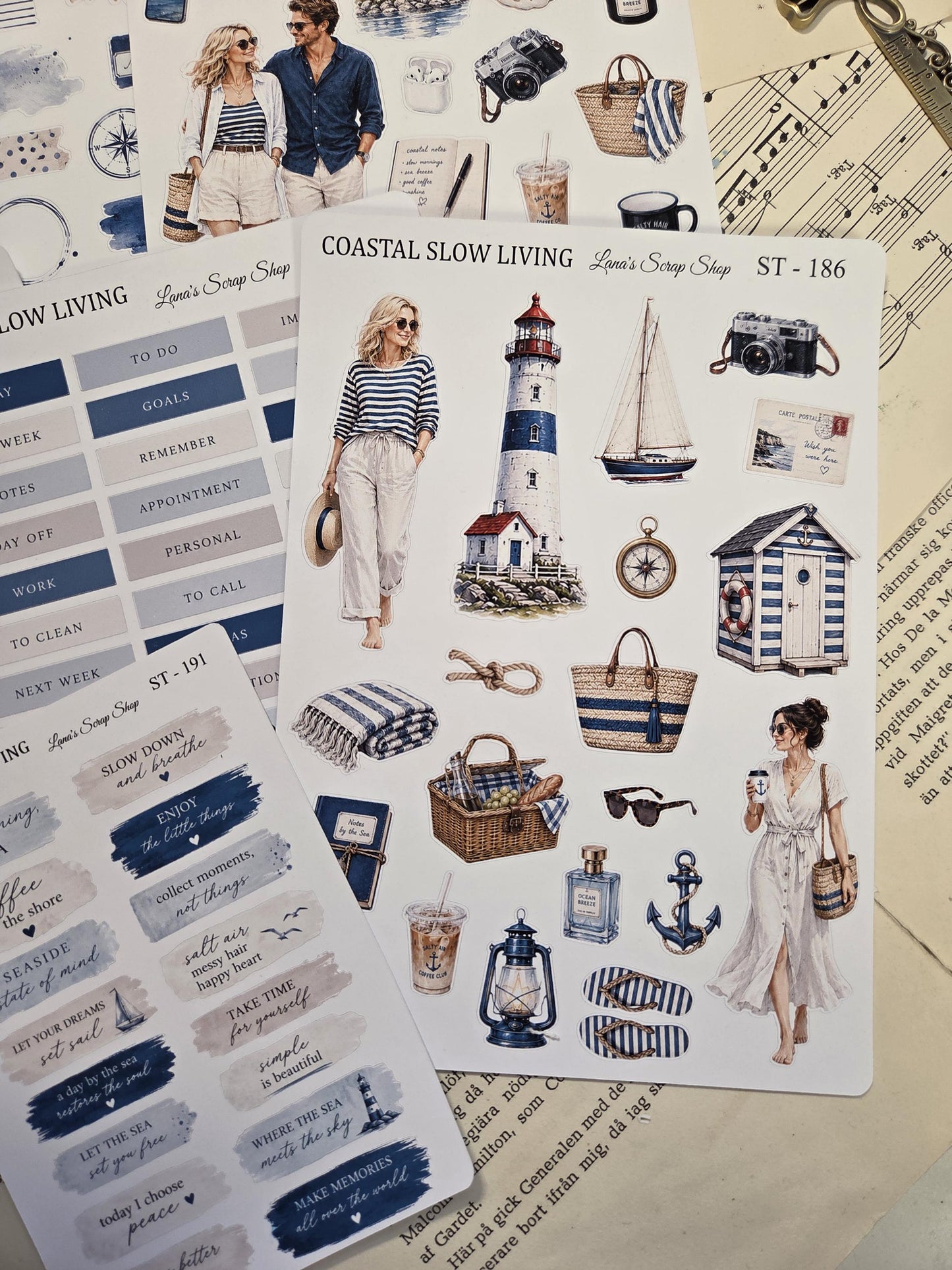Coastal Slow Living, ~ A5, Stickers Sheet | Scrapbooking & Journaling