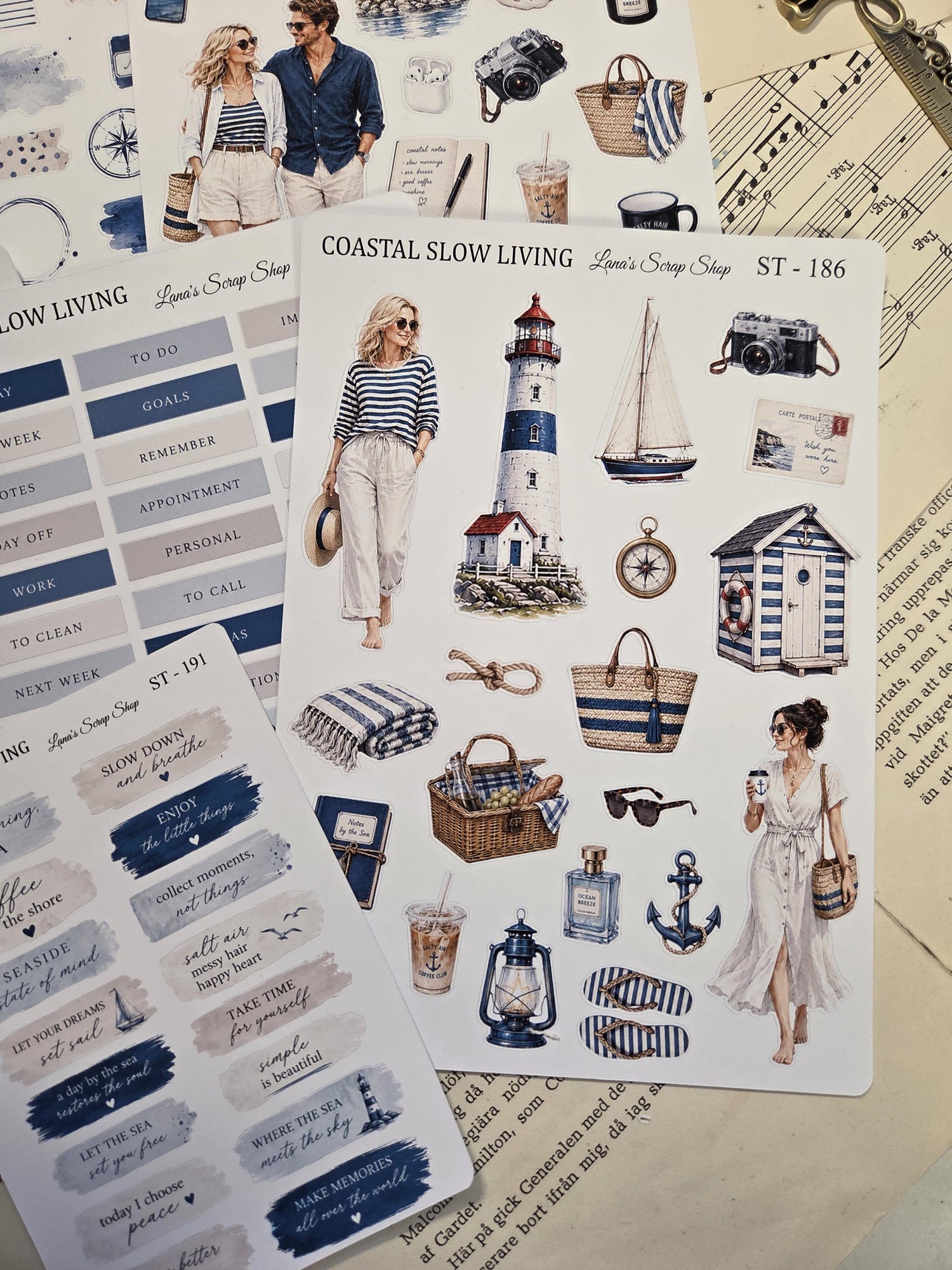 Coastal Slow Living, ~ A5, Stickers Sheet | Scrapbooking & Journaling