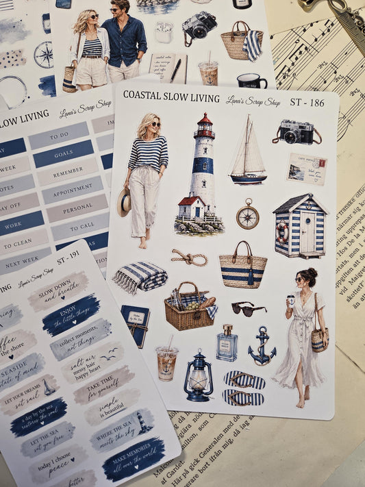 Coastal Slow Living, ~ A5, Stickers Sheet | Scrapbooking & Journaling