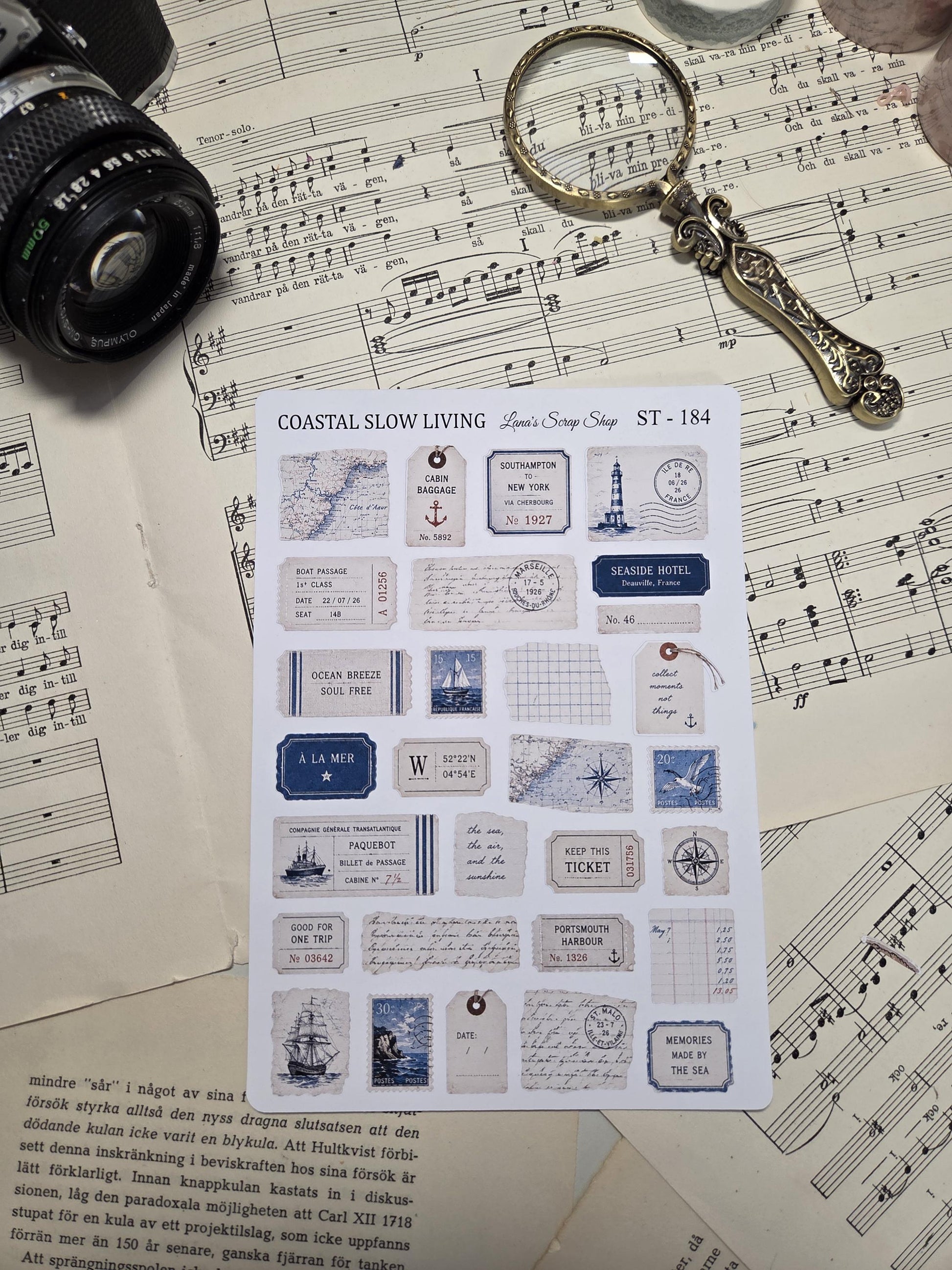 Coastal Slow Living, ~ A5, Stickers Sheet | Scrapbooking & Journaling