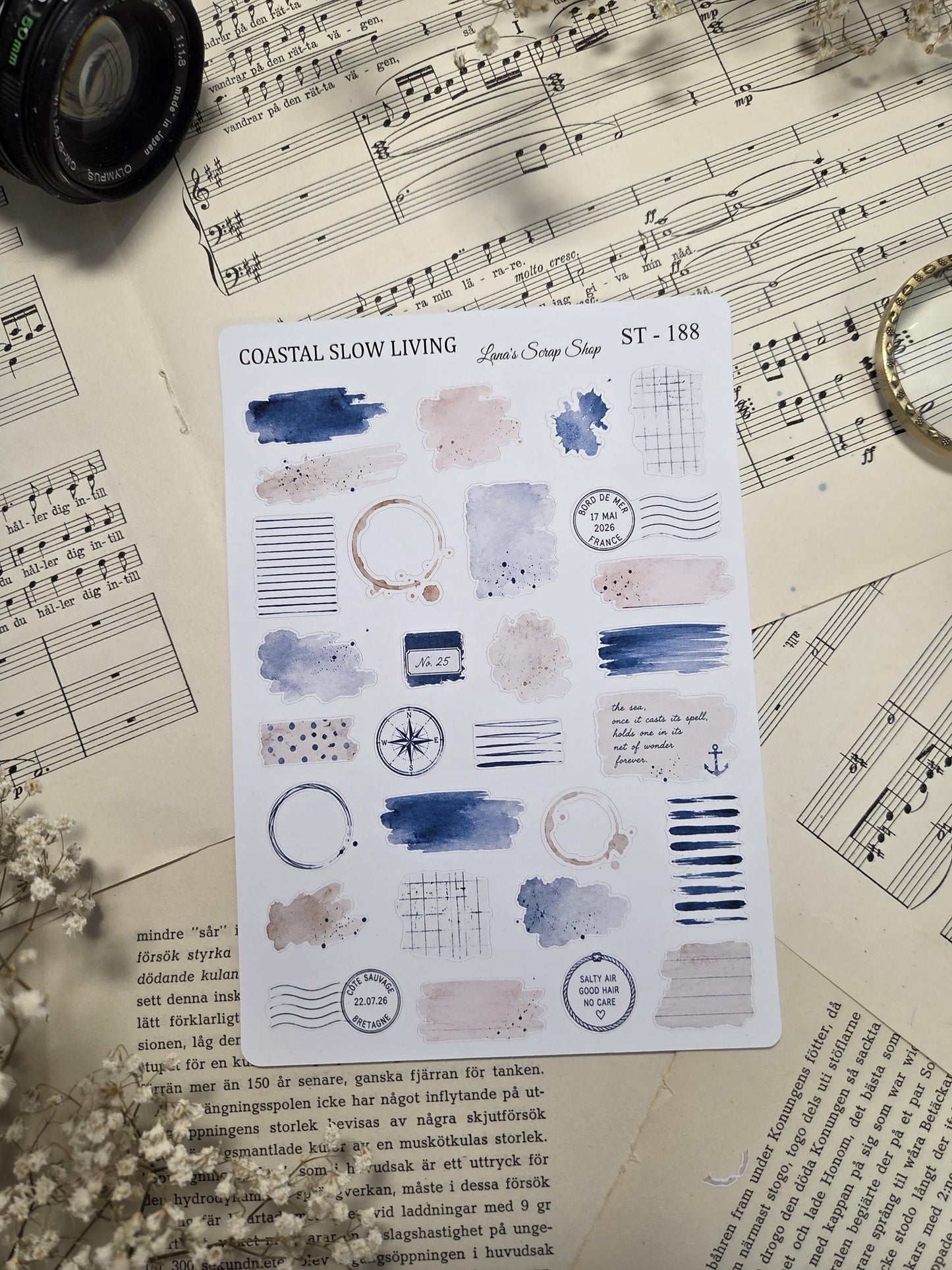 Coastal Slow Living, ~ A5, Stickers Sheet | Scrapbooking & Journaling