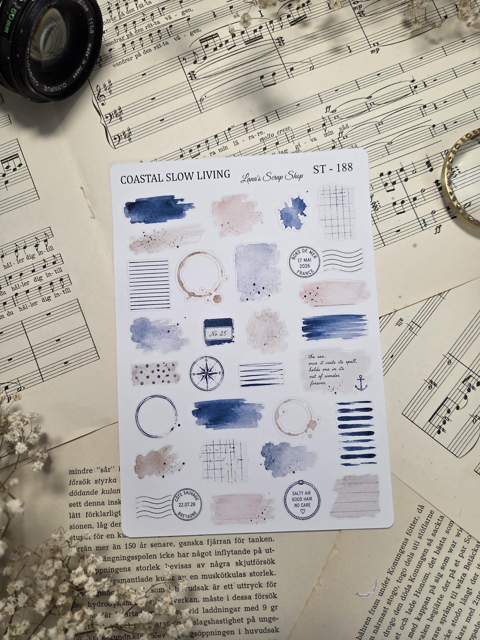 Coastal Slow Living, ~ A5, Stickers Sheet | Scrapbooking & Journaling