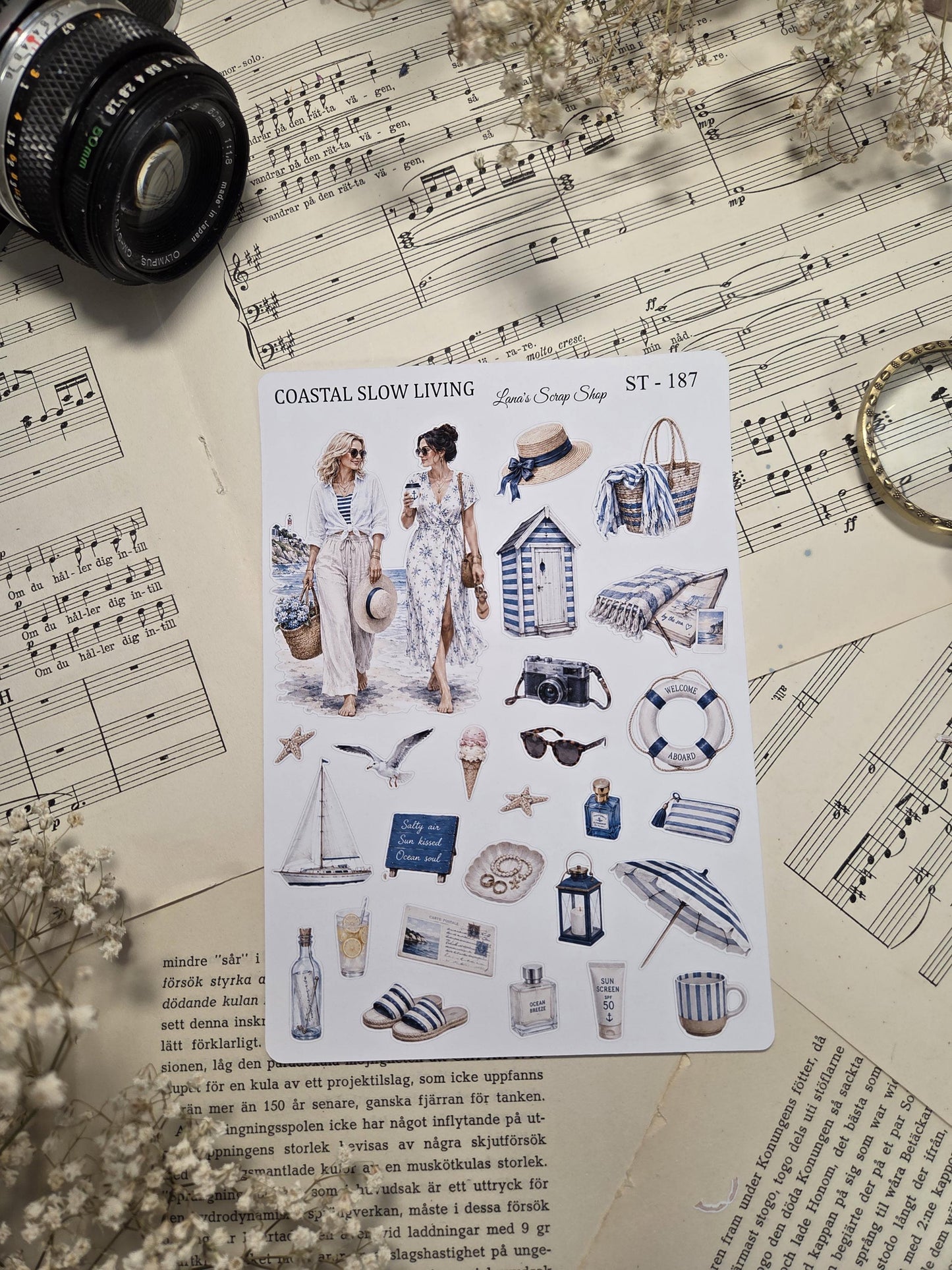 Coastal Slow Living, ~ A5, Stickers Sheet | Scrapbooking & Journaling
