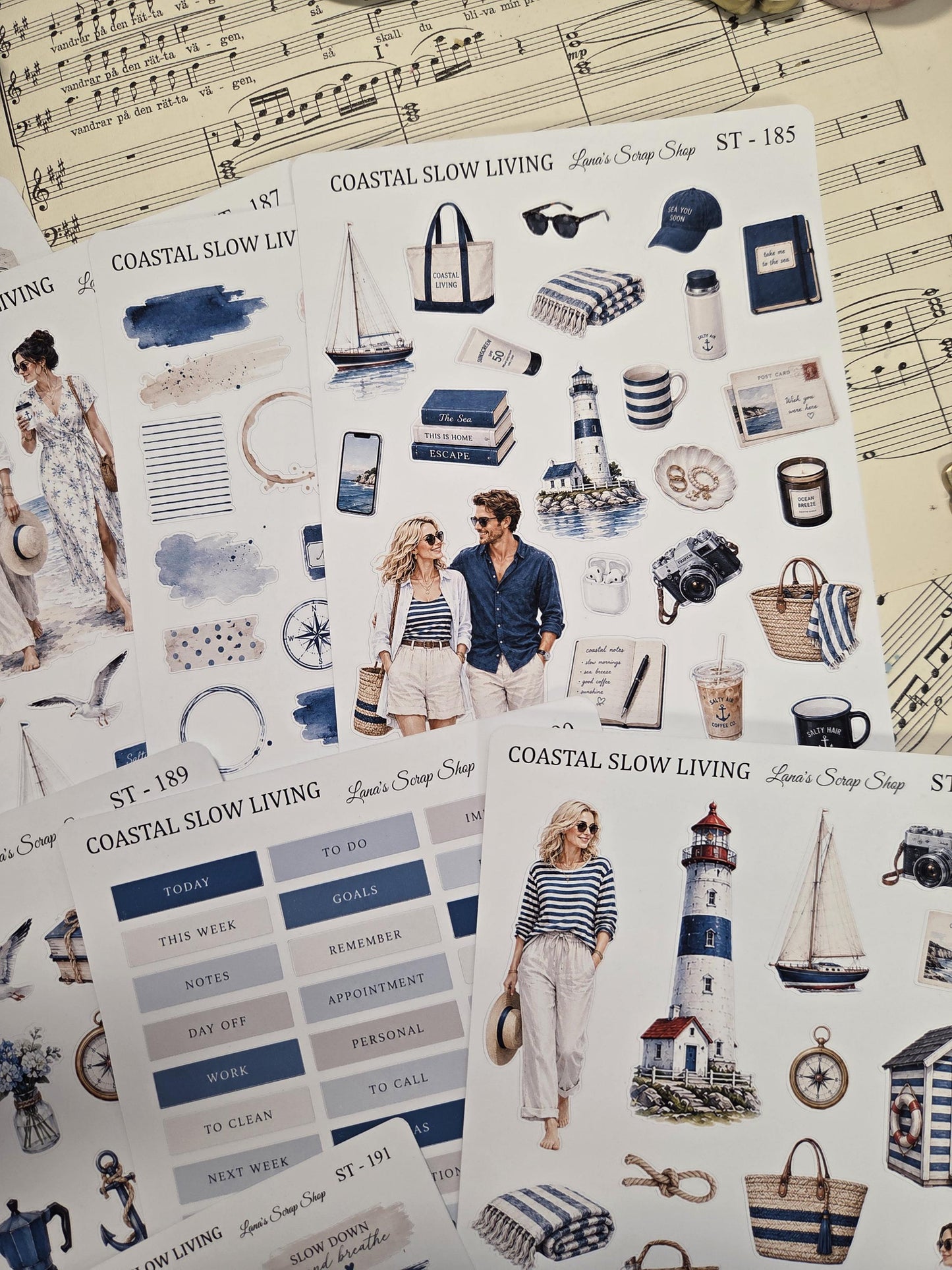 Coastal Slow Living, ~ A5, Stickers Sheet | Scrapbooking & Journaling