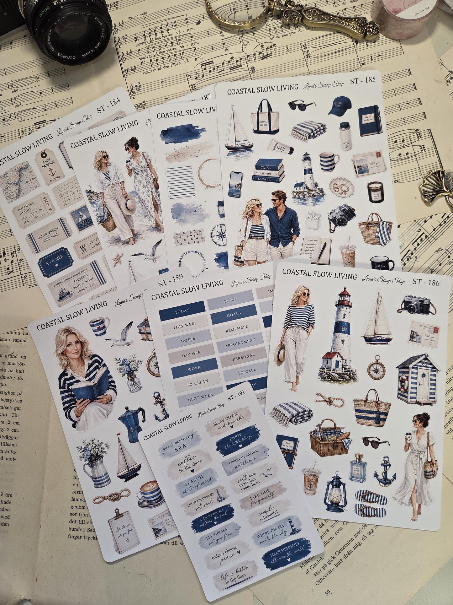 Coastal Slow Living, ~ A5, Stickers Sheet | Scrapbooking & Journaling
