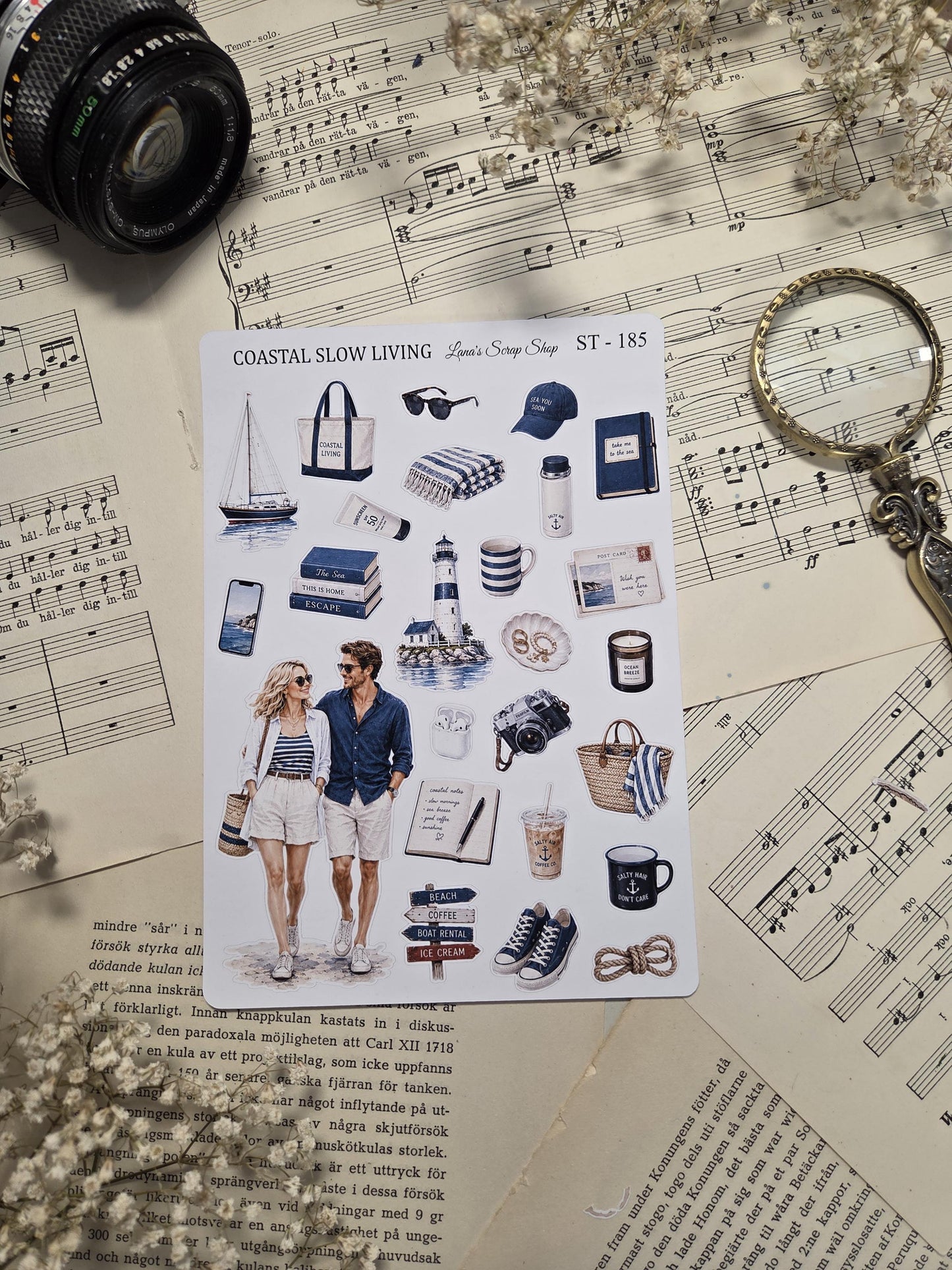 Coastal Slow Living, ~ A5, Stickers Sheet | Scrapbooking & Journaling