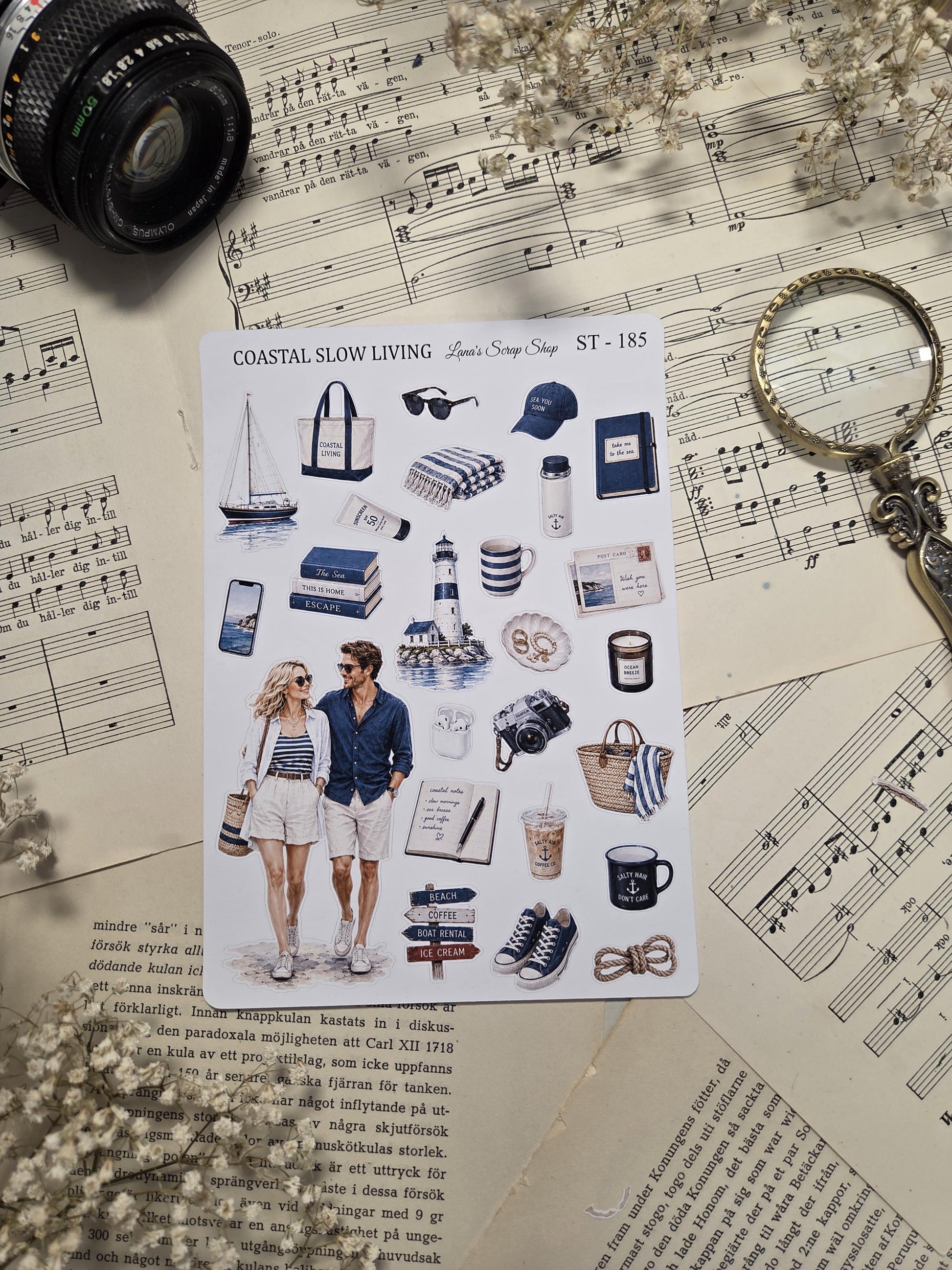 Coastal Slow Living, ~ A5, Stickers Sheet | Scrapbooking & Journaling