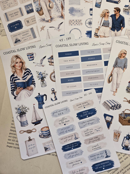Coastal Slow Living, ~ A5, Stickers Sheet | Scrapbooking & Journaling
