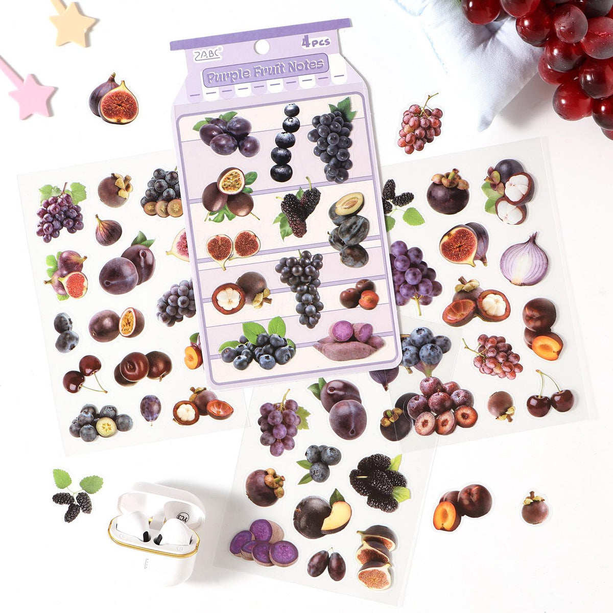 Fruit Fun Cute PET Stickers – 4 Pieces