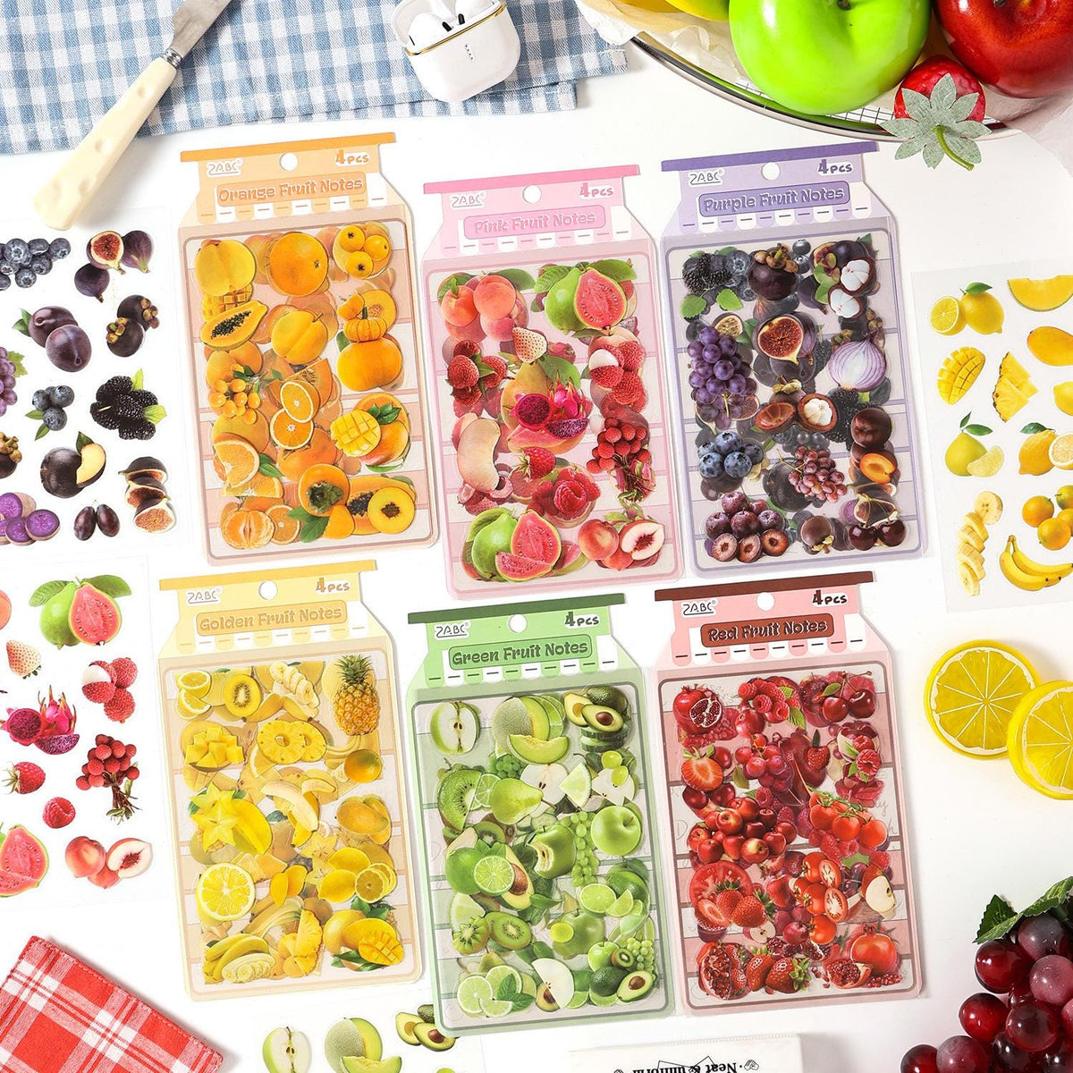 Fruit Fun Cute PET Stickers – 4 Pieces