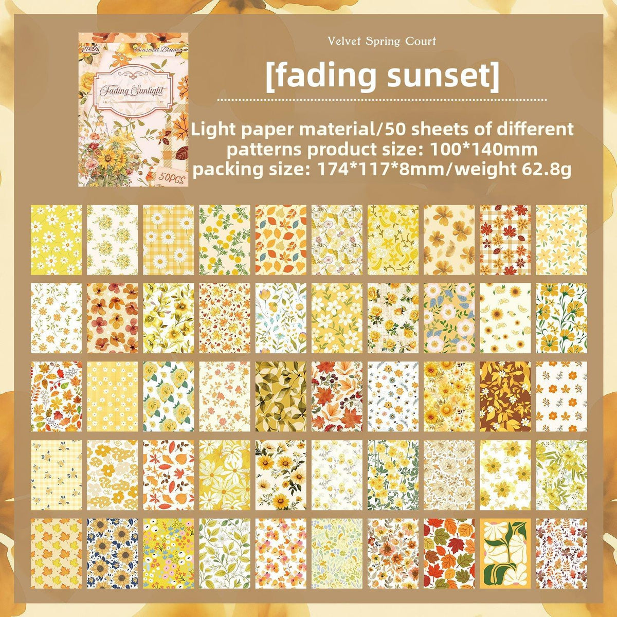 Seasonal Blooms Floral Paper Ephemera – 50 Pieces