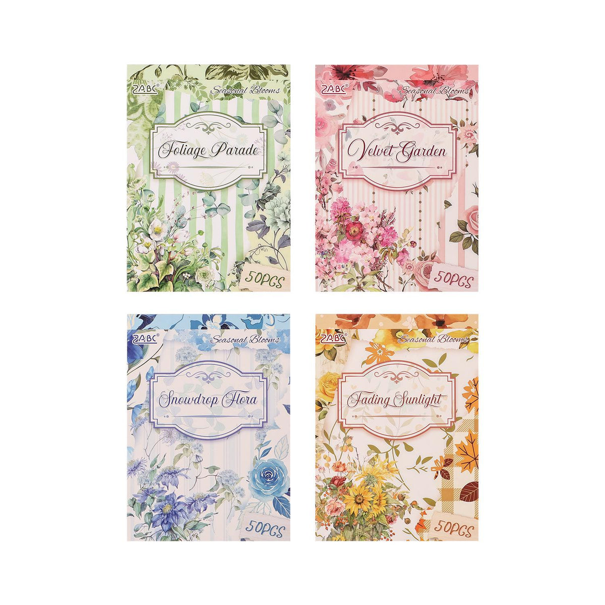 Seasonal Blooms Floral Paper Ephemera – 50 Pieces