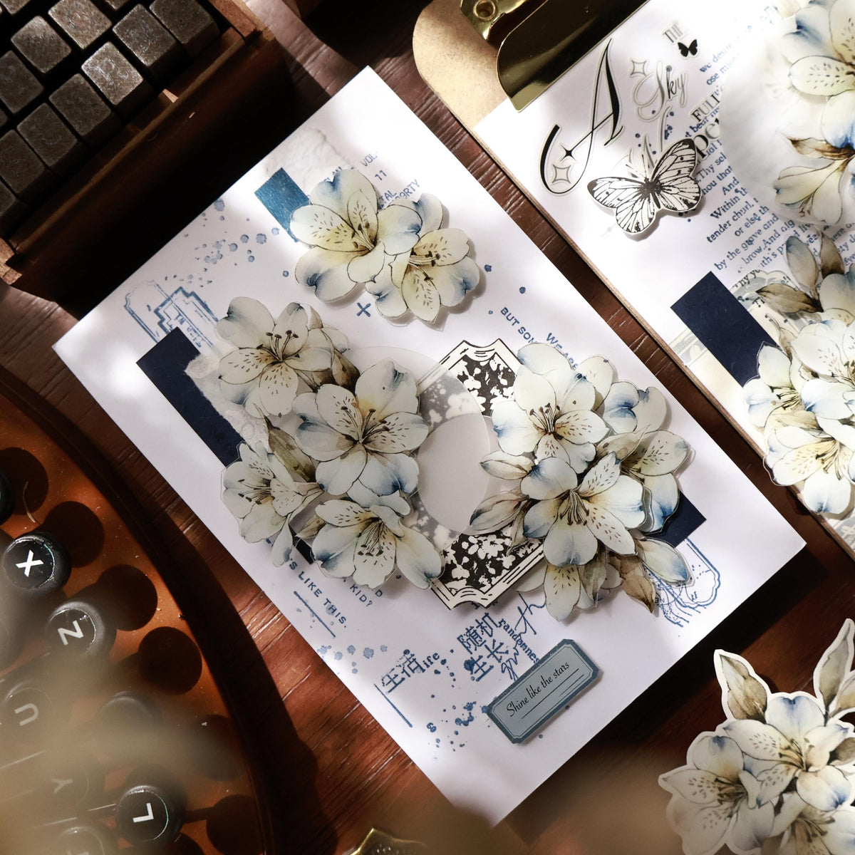 PRE Cut Blue Island No. 15 Vintage Floral PET Tape