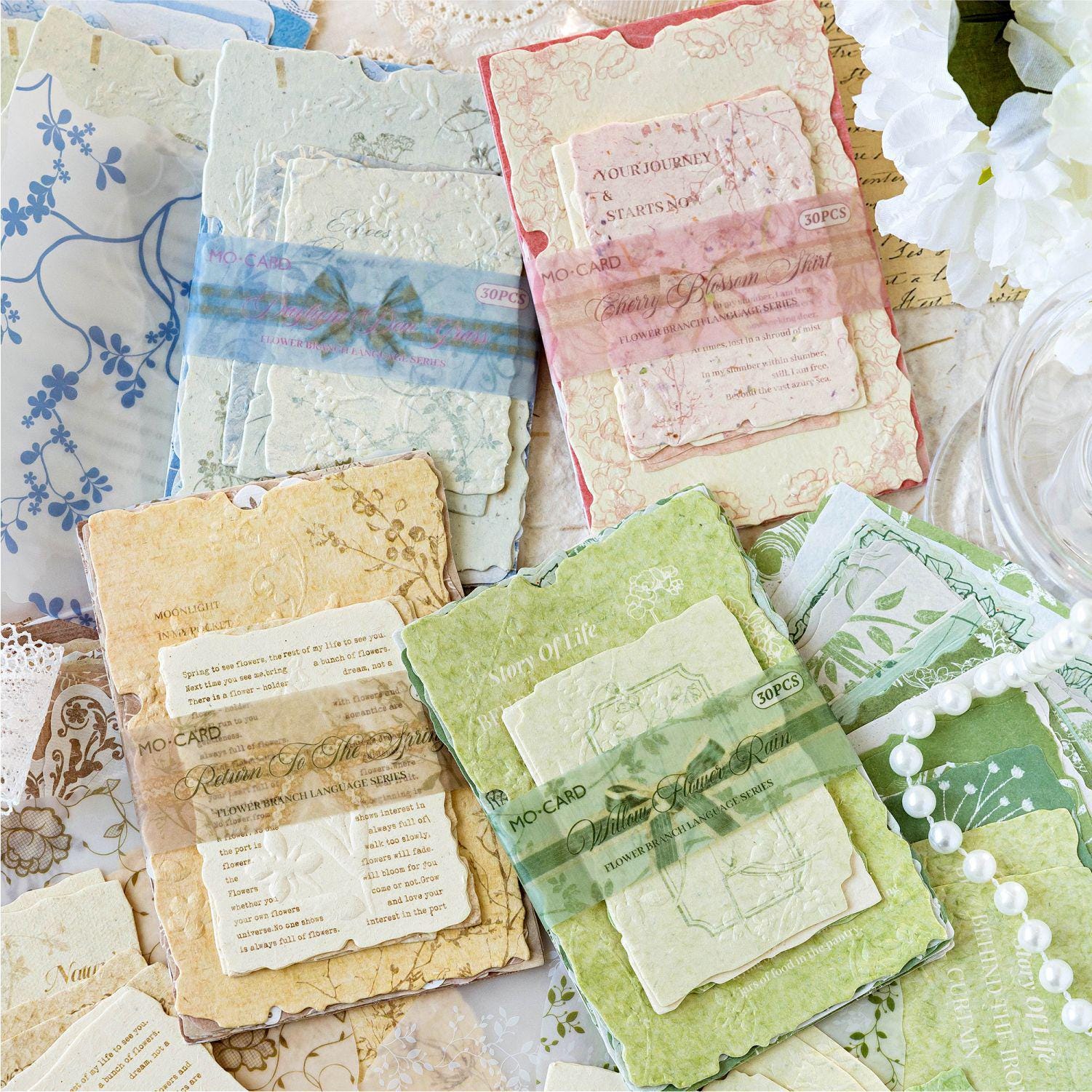 Flower Branch Paper Stickers, 30 pcs