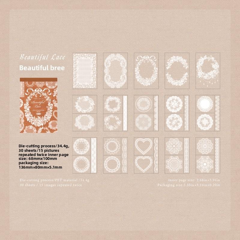 PET STICKERS: Book Lace Museum, 30 Sheets
