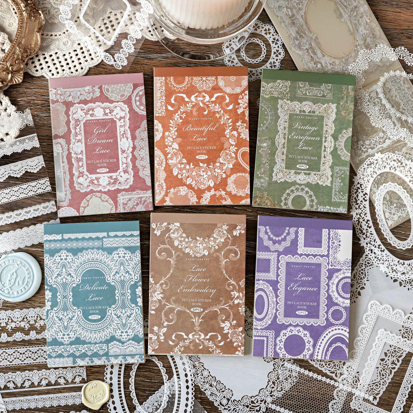 PET STICKERS: Book Lace Museum, 30 Sheets