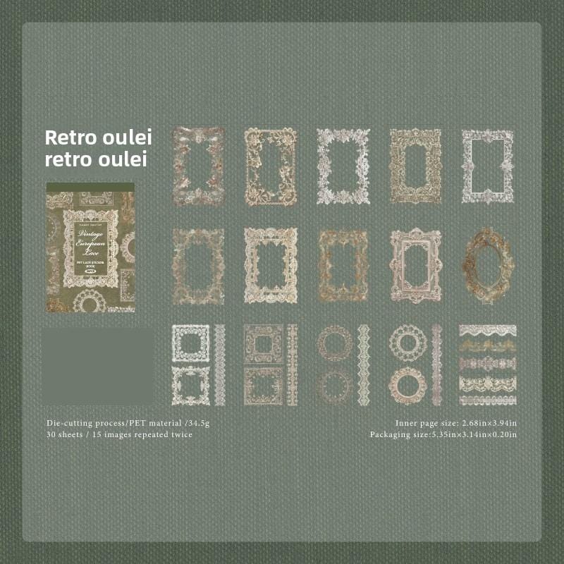 PET STICKERS: Book Lace Museum, 30 Sheets